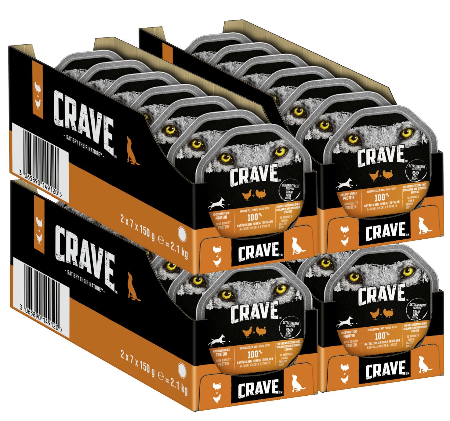CRAVE CRAVE™ Hund Schale Pastete mit Huhn und Truthahn 2 x 14 x 150g, Nassfutter für: Hunde