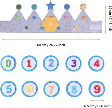 Coonoor Fleecemütze Geburtstagskrone Kinder,mit auswechselbaren Zahlen von 0-9