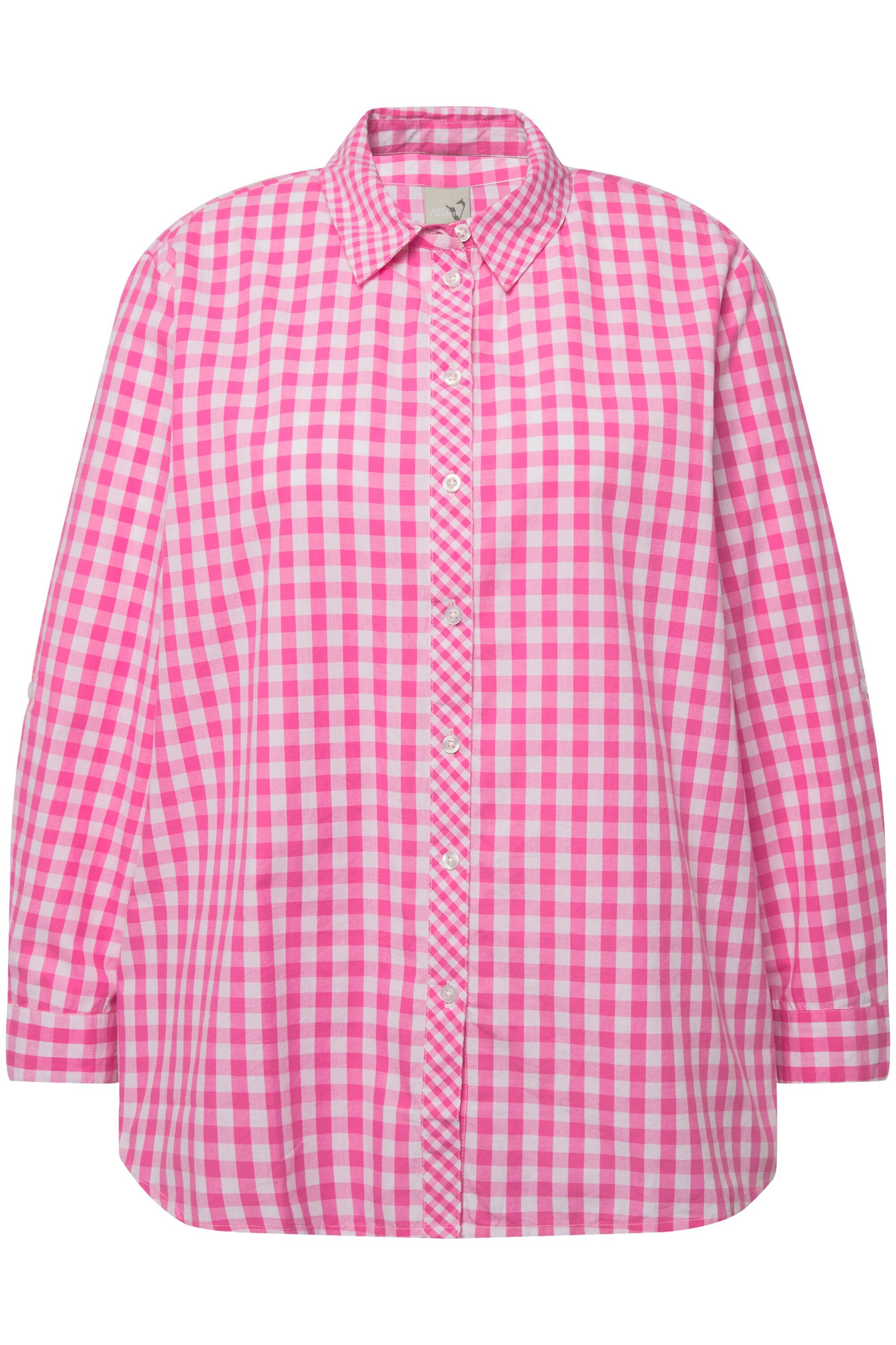 Ulla Popken Trachtenbluse Hemdbluse Karo Hemdkragen günstig online kaufen