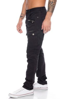 Cipo & Baxx Cargohose Herren Cargo Jeans Hose im modernen Design Schicke Nahtverzierungen