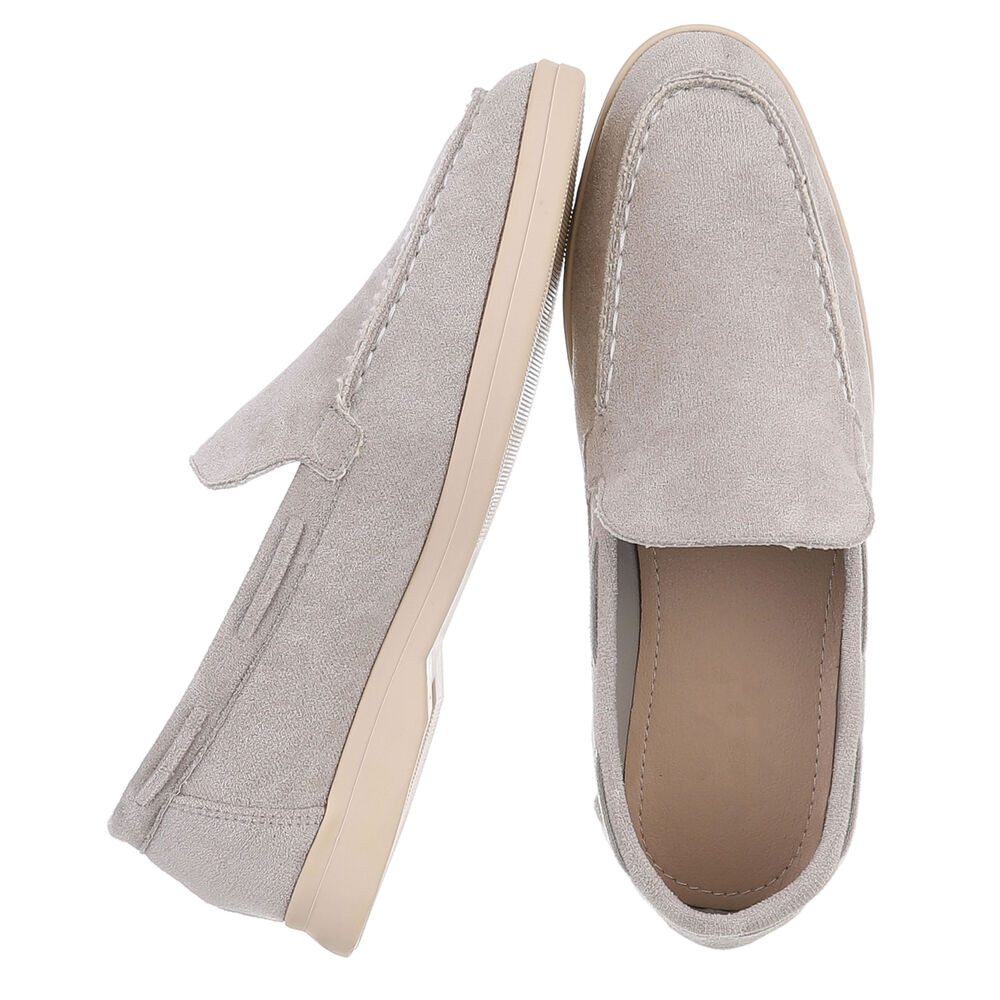 Ital-Design Eleganter Damen Slip-On Schuh mit hohem Tragekomfort Slipper (90927384) Blockabsatz Mokassins in Hellgrau