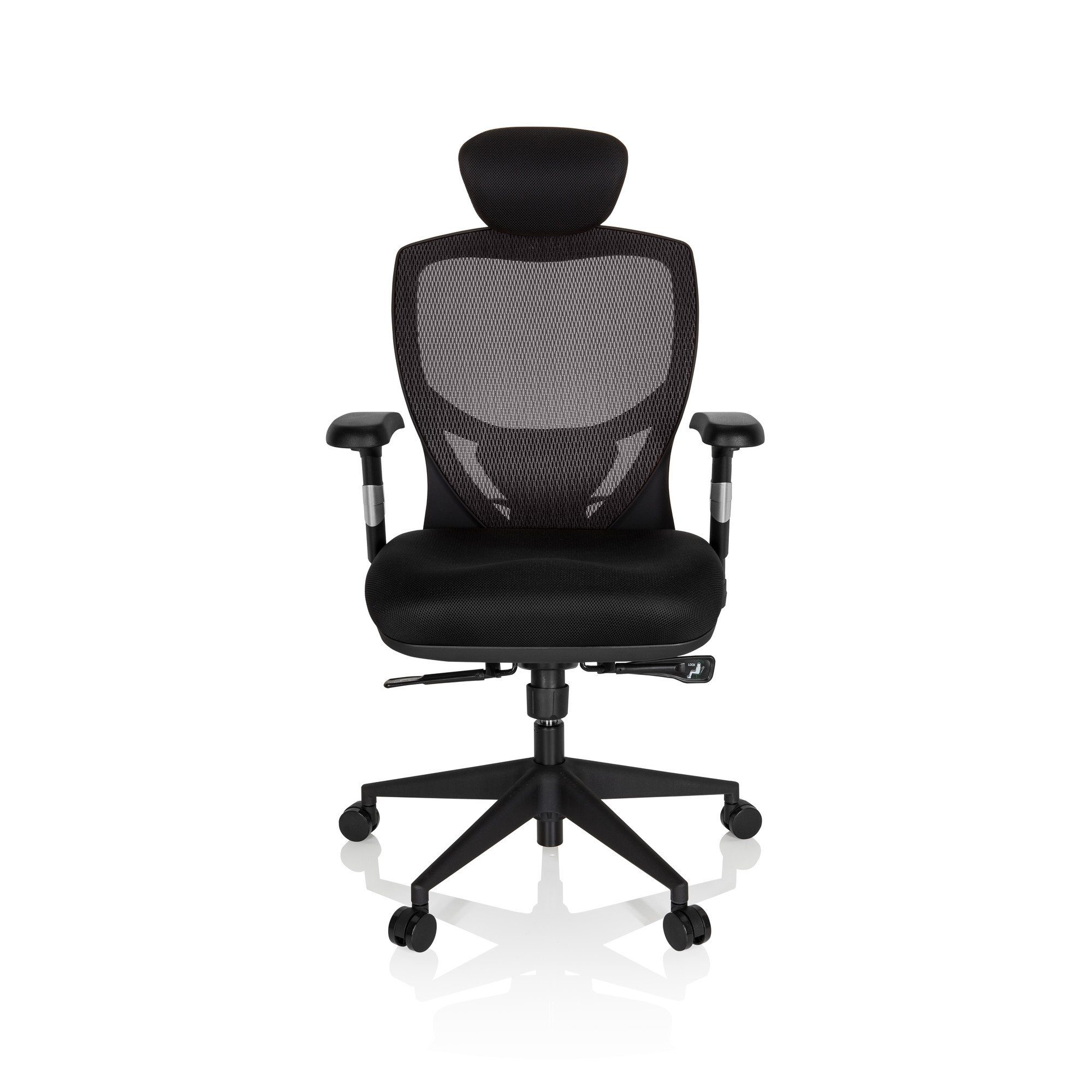 Bürostuhl (1 End Stoff St), BASE mit Grau/Schwarz VENUS hjh ergonomisch Armlehnen Drehstuhl High OFFICE Schreibtischstuhl