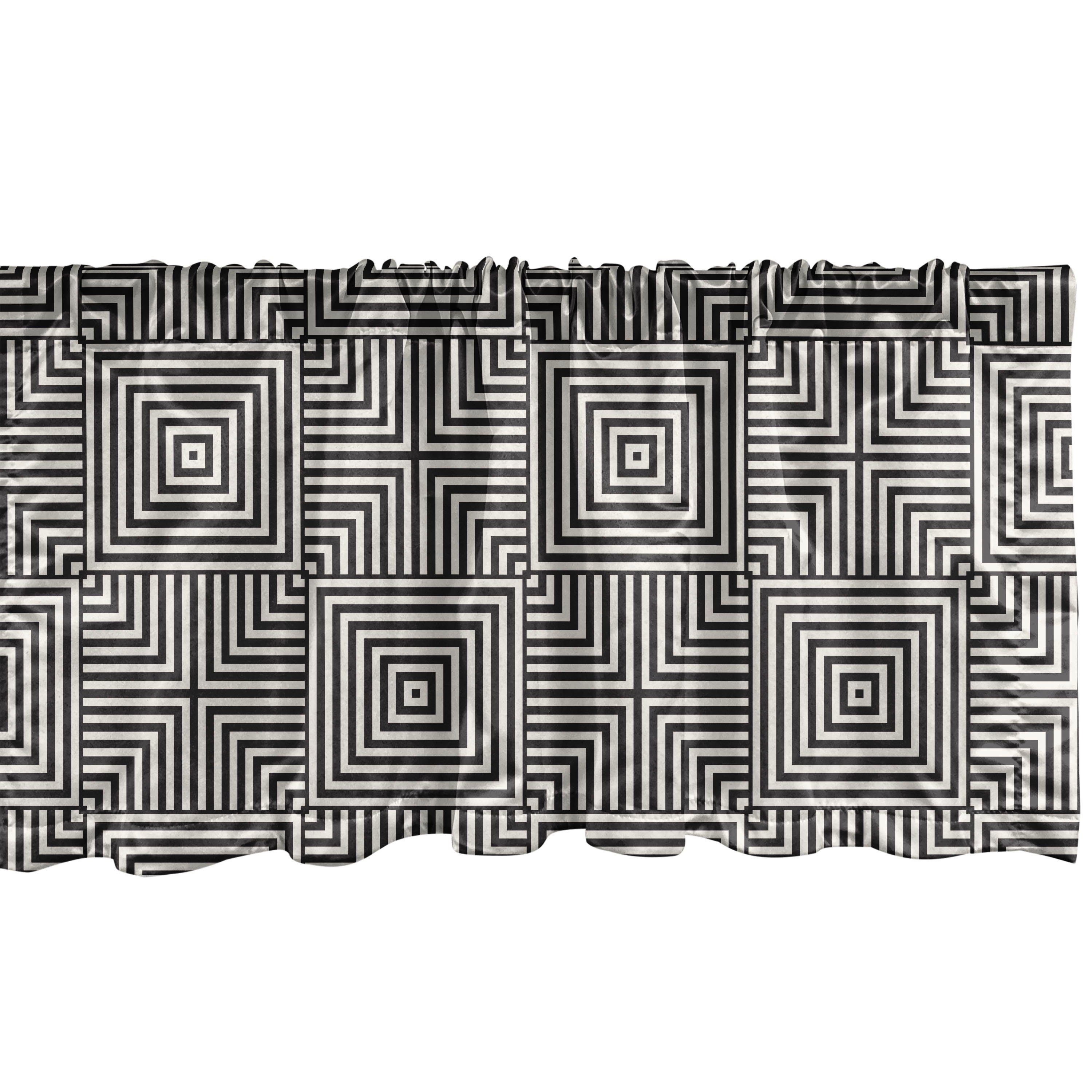 Scheibengardine Vorhang Volant für Küche Schlafzimmer Dekor mit Stangentasche, Abakuhaus, Microfaser, Geometrisch Ornamental Stripes Kunst