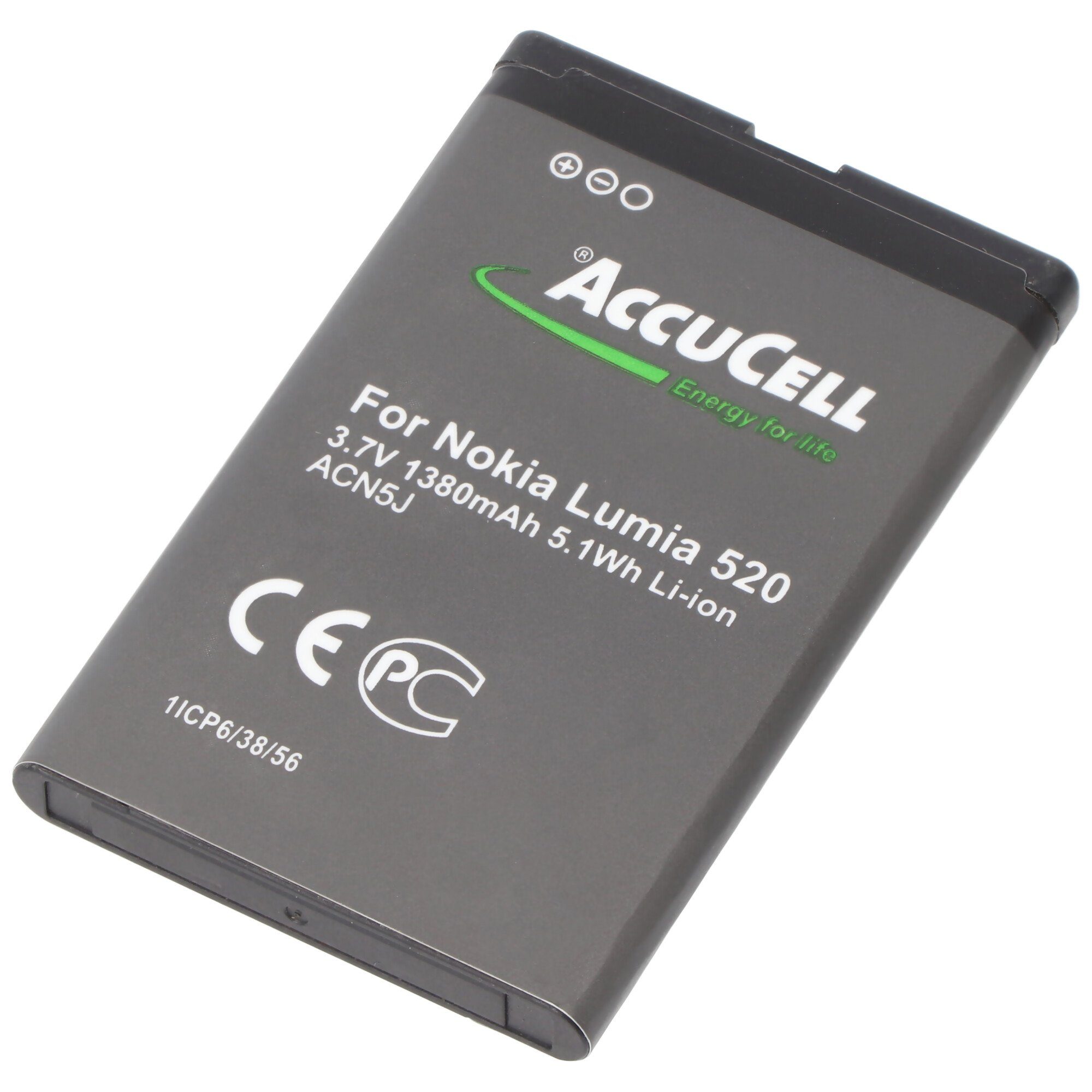 AccuCell Akku passend für Nokia Lumia 520 Akku BL-5J mit 1380mAh Akku 1380 mAh (3,7 V) | Akkus und PowerBanks