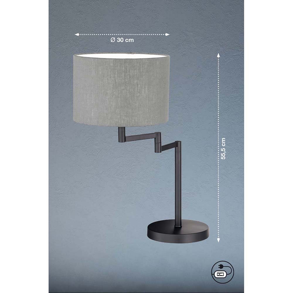 etc-shop LED Tischleuchte, Leuchtmittel nicht schwarz Schreibtischleuchte Nachttischlampe Tischlampe inklusive, grau