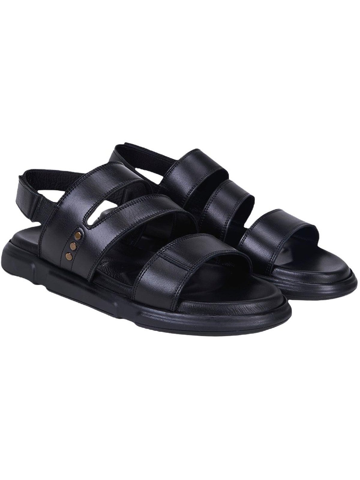 Desa DESA Herren-Ledersandalen mit Nietenbesatz Badezehentrenner