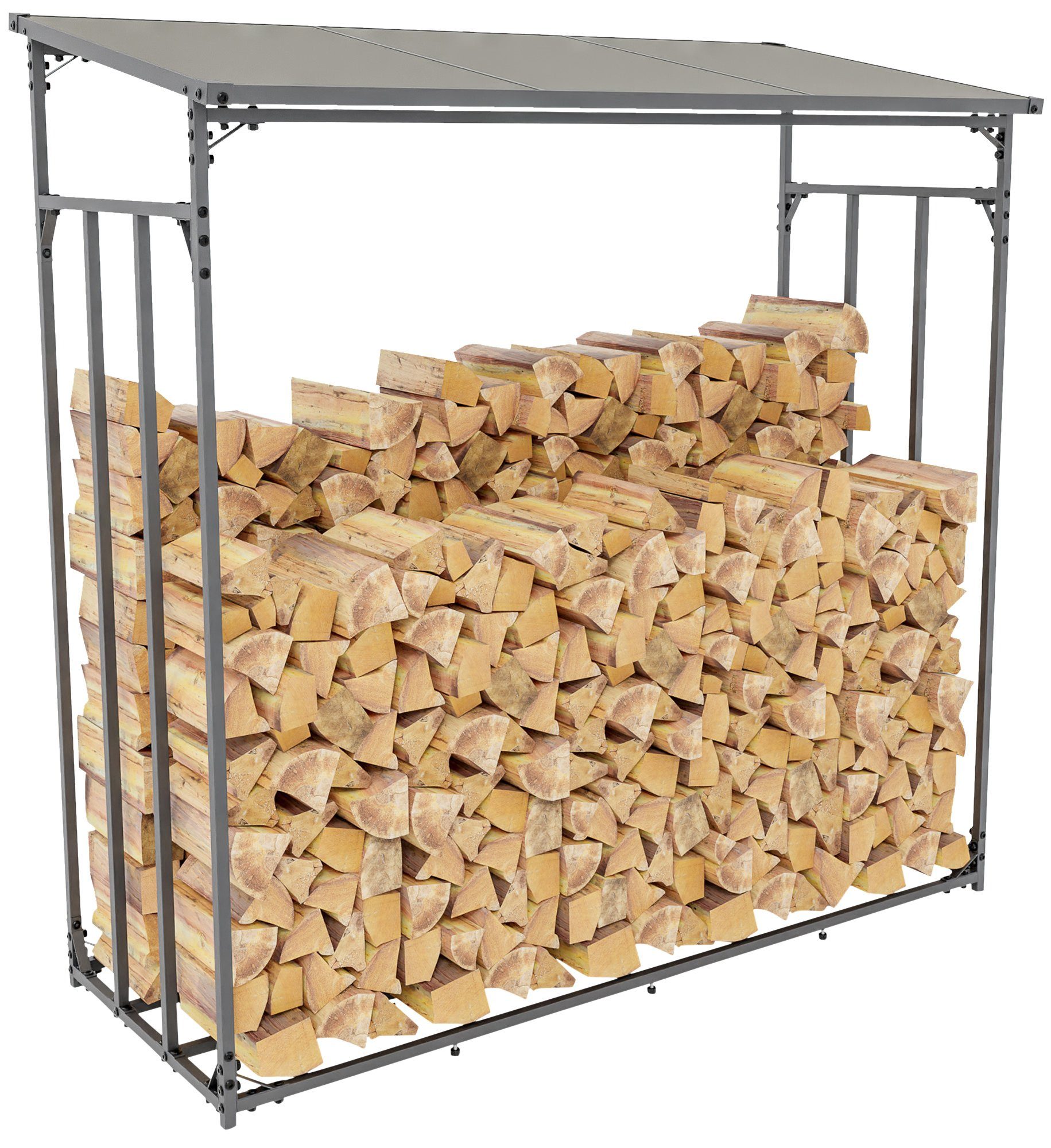CLP Kaminholzregal Ruston Aluminium XL, BxTxH:165x70x165 cm, (1er), stabil