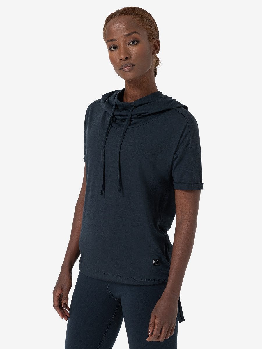 SUPER.NATURAL Hoodie kurzarm für Damen, Merino günstig online kaufen