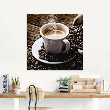 Artland Glasbild Heißer Kaffee - dampfender Kaffee, Getränke (1 St)