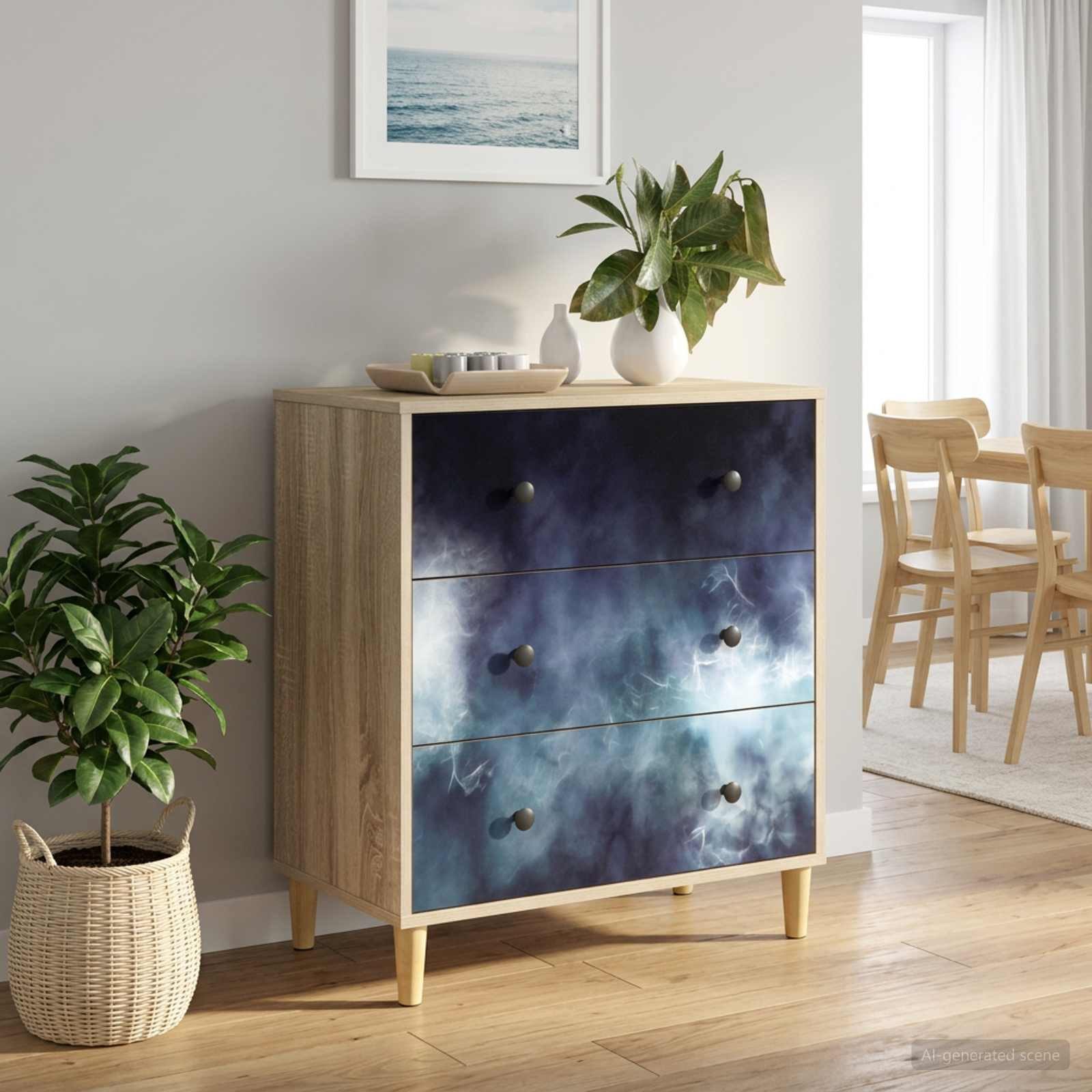 vidaXL Kommode 66 x 36,5 x 75 cm Kommode Schubladenschrank Sideboard RAALTE Blaue Mar
