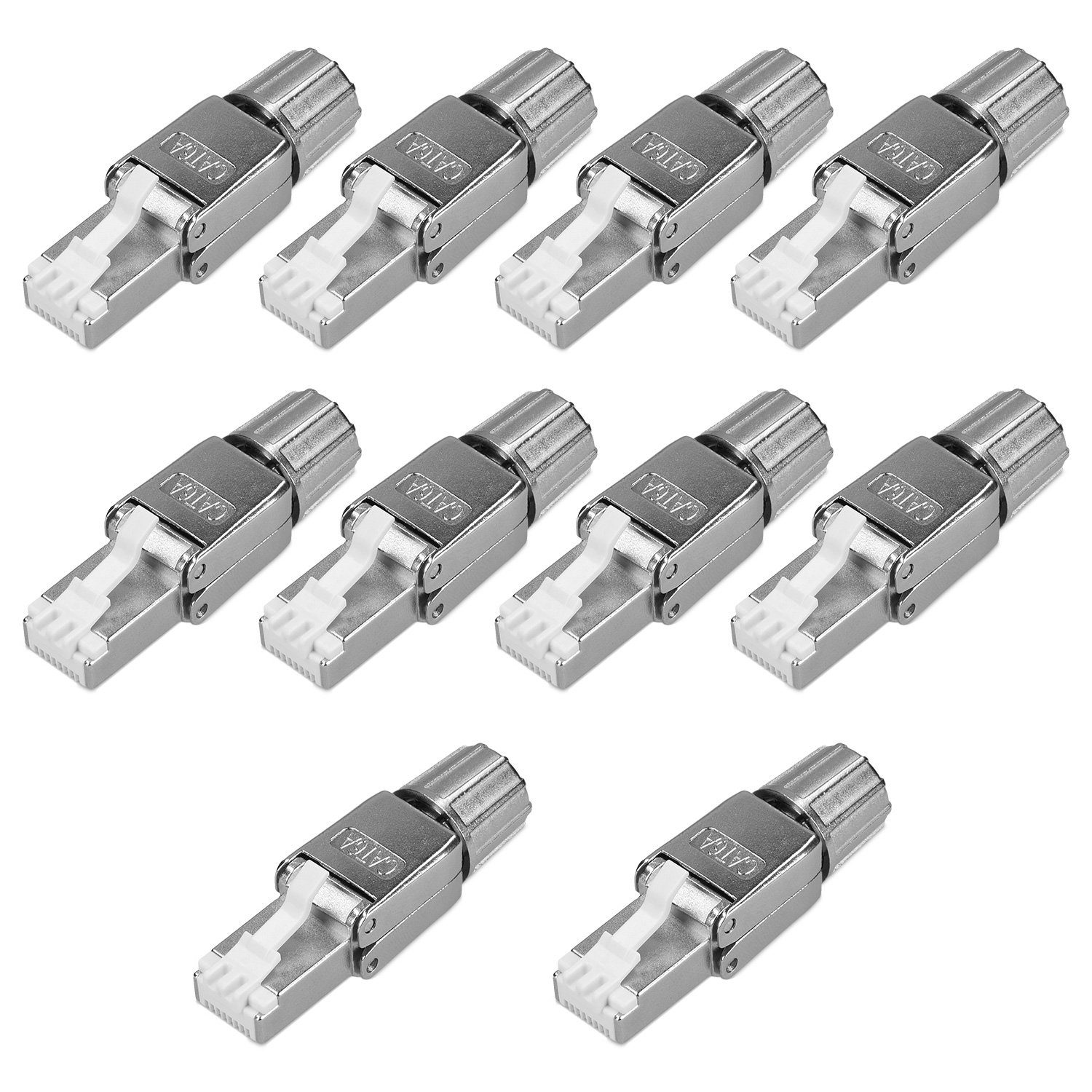 10x CAT 6A RJ45 Netzwerkstecker - geschirmt mit Zugentlastung Netzwerk-Adapter