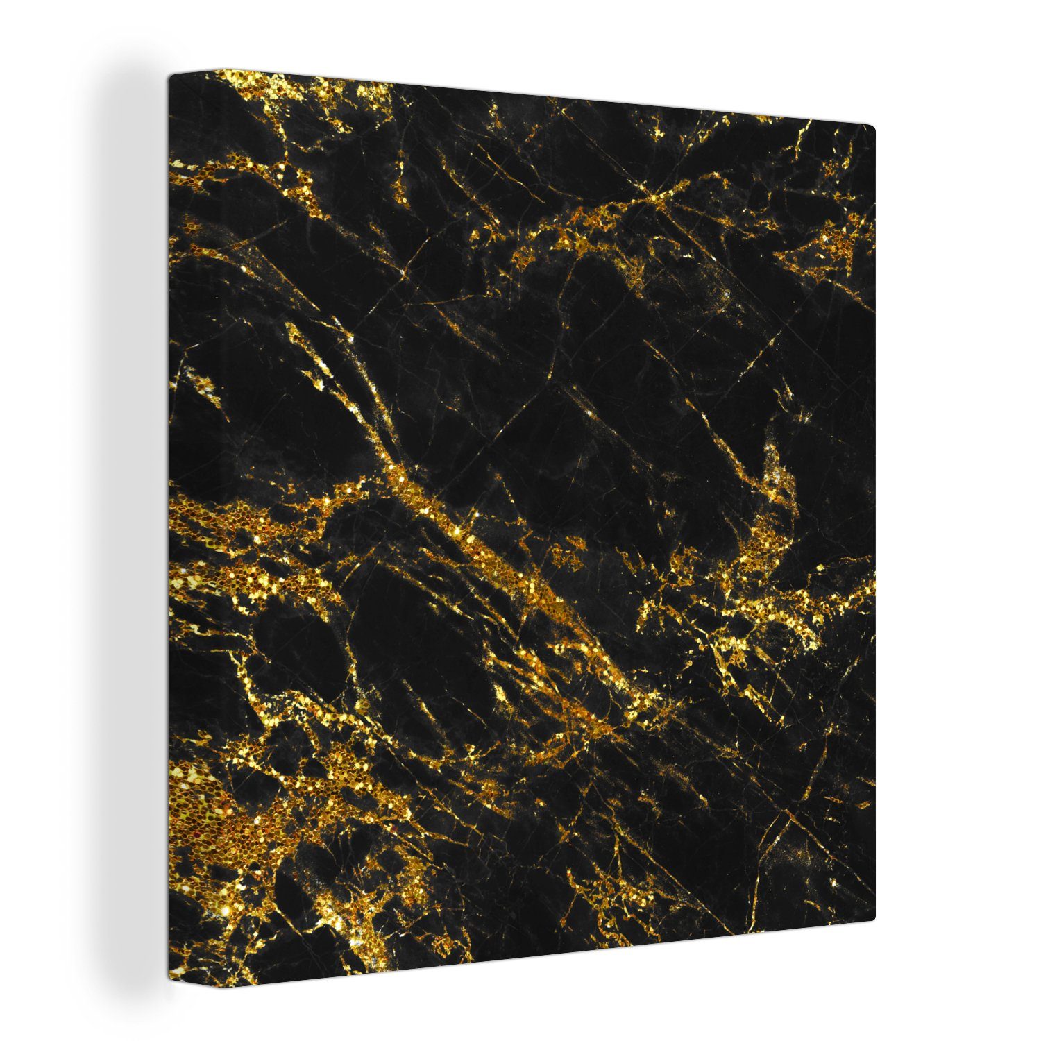 OneMillionCanvasses® Leinwandbild Marmor - Gold - Schwarz, (1 St), Leinwand Bilder für Wohnzimmer Schlafzimmer | Leinwandbilder