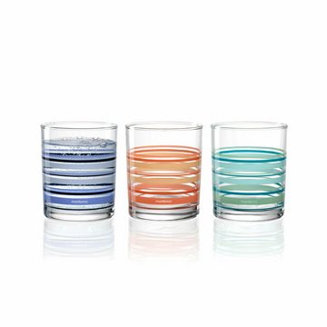 montana-Glas Becher :new stripes 3er Set, 240 ml, Kalk-Natron-Glas