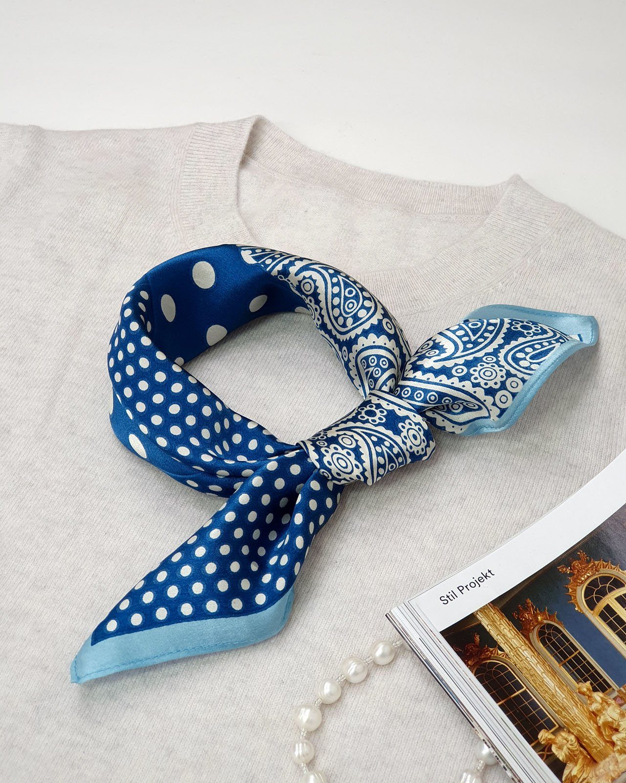 MayTree Seidentuch quadratisch, Punkte + Paisley Mix 53x53cm, Nickituch, Ba günstig online kaufen