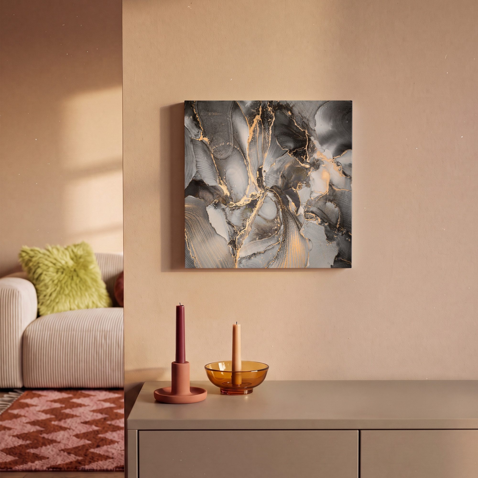 OneMillionCanvasses® Leinwandbild Grau - Luxus - Gold - Marmor, Fotodruck (1 St), Leinwand Canvas Wandbild, Wanddekoration 20x30 cm – Bild 2 von 5