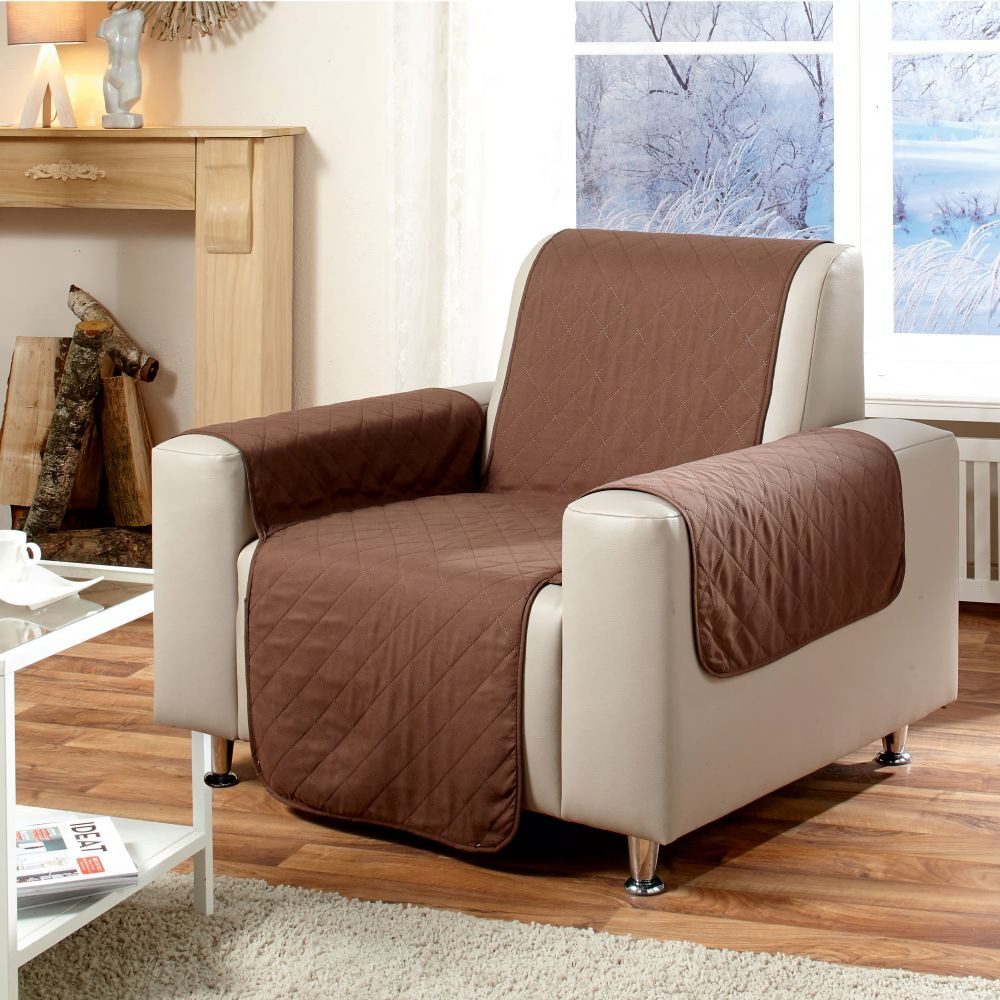 Wohnglücklich Sesselschoner, Wende-Schutzdecke beige/braun