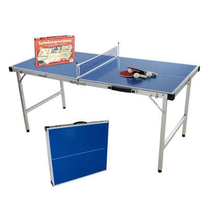 Skandika Mini-Tischtennisplatte Multi-Spieletisch inkl. Spielesammlung, Tischtennistisch, Sicherheits-Verriegelungssystem