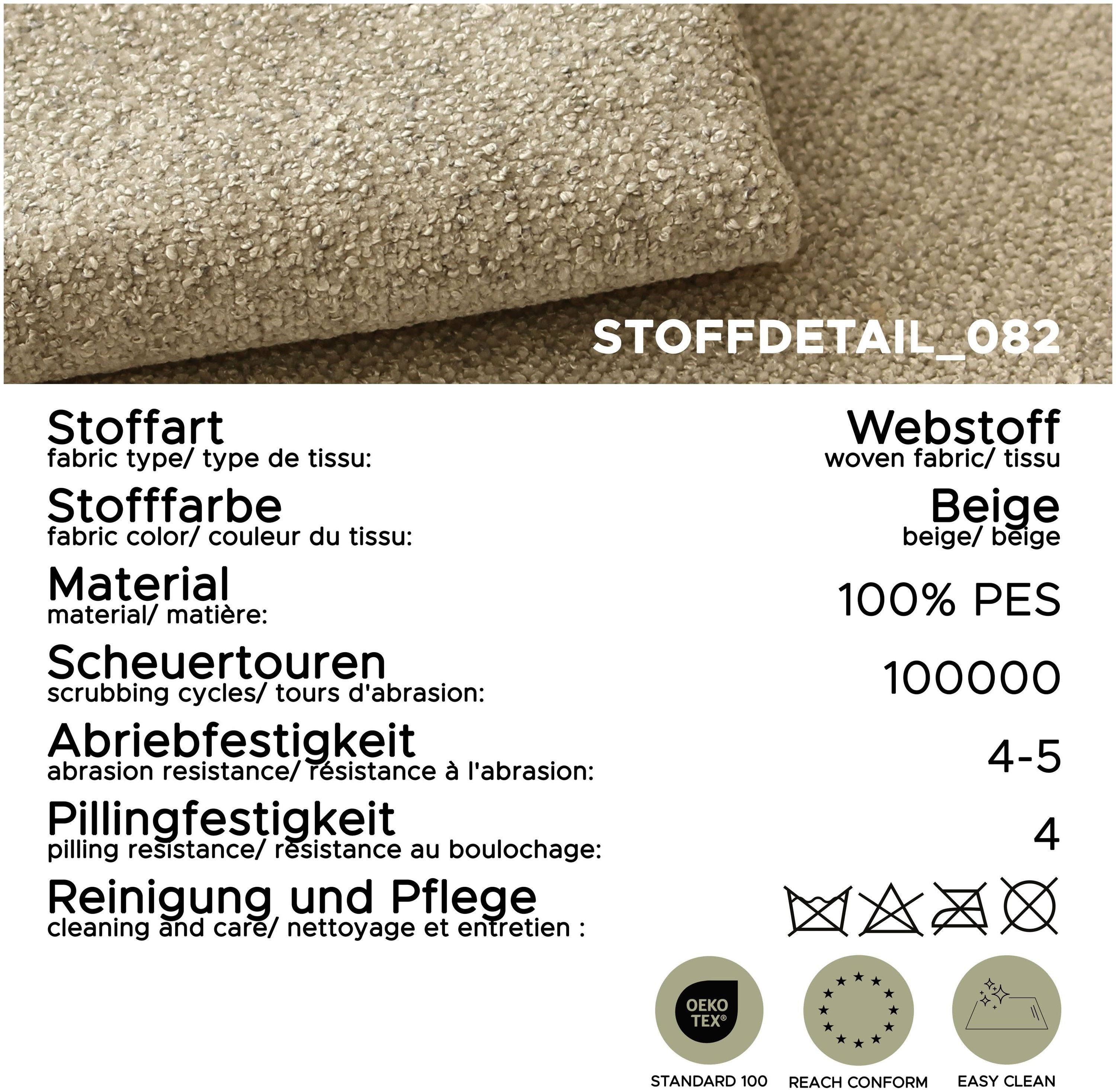 xonox.home Ecksofa, in L-Form Recamiere rechts aus Webstoff in beige B/H/T: 259x87x165cm
