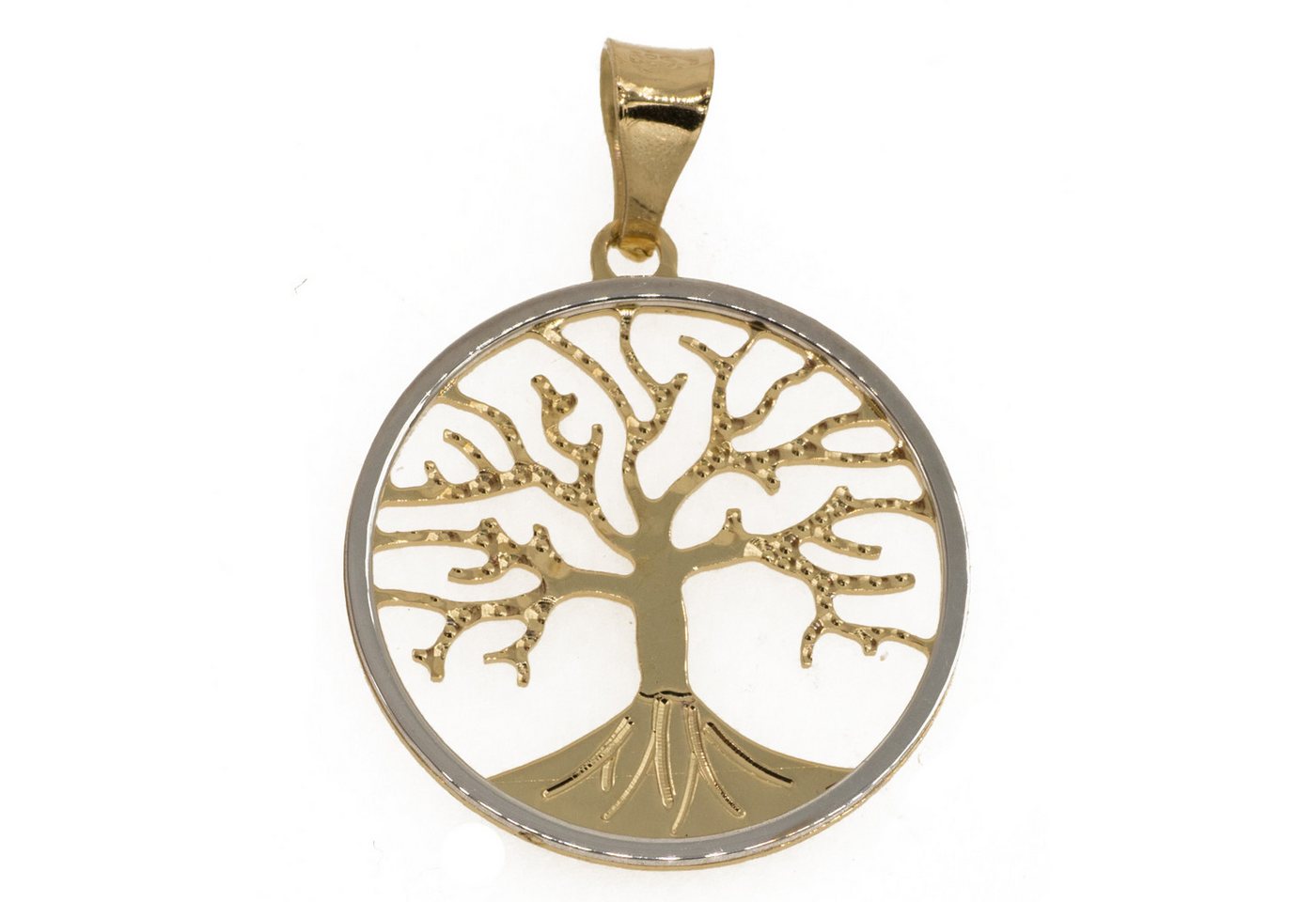 Bella Carina Kettenanhänger Anhänger Baum des Lebens aus 585 Gold 14 Karat 1,7 cm, Bicolor, 585 Gold