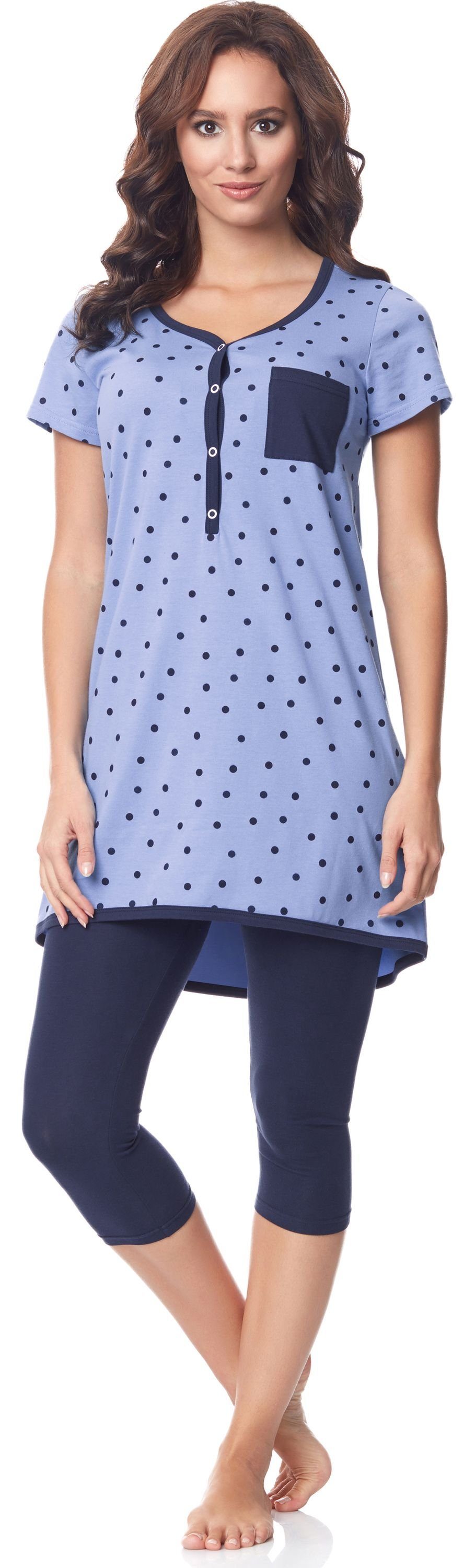 Umstandspyjama Damen Kurzarm Pyjama mit Stillfunktion BE20-177