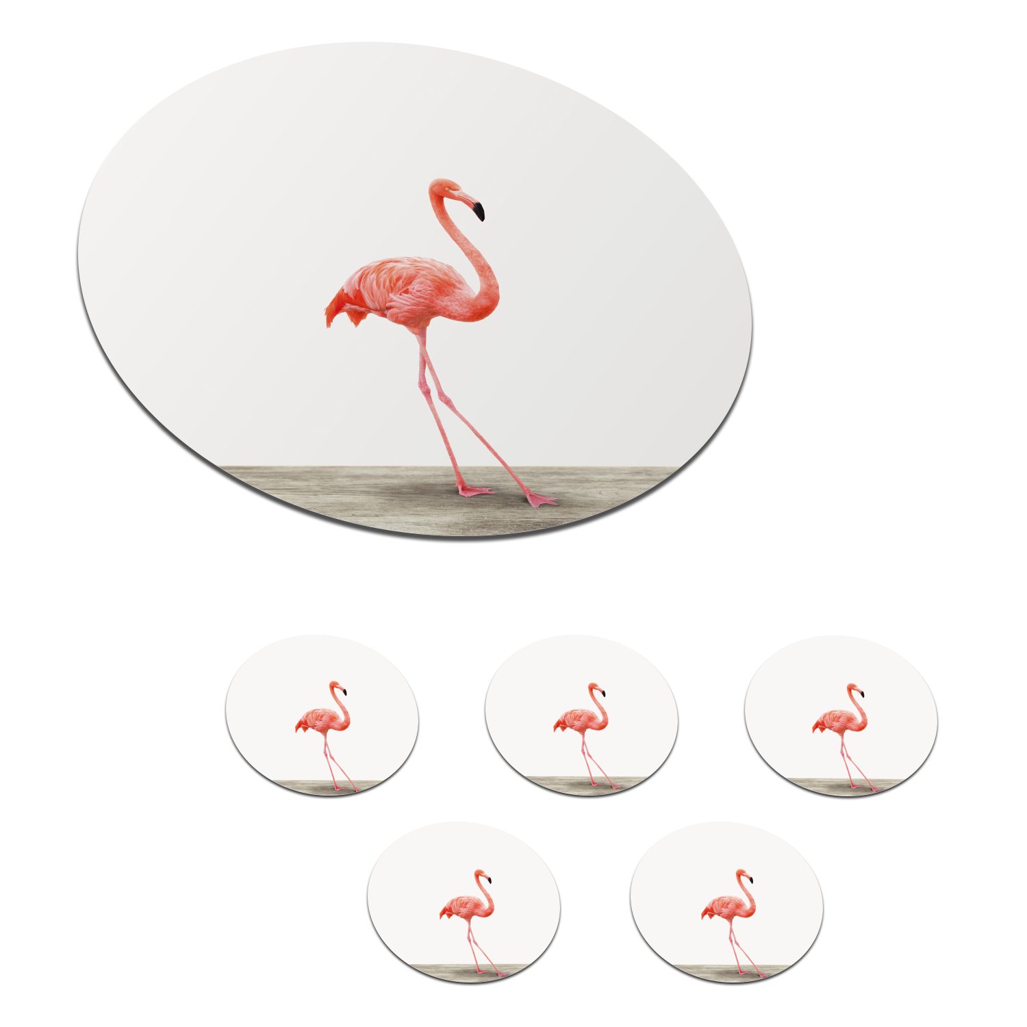 MuchoWow Glasuntersetzer Tiere - Flamingo - Rosa, Zubehör für Gläser, 6-tlg., Getränkeuntersetzer, Tassenuntersetzer, Korkuntersetzer, Tasse, Becher