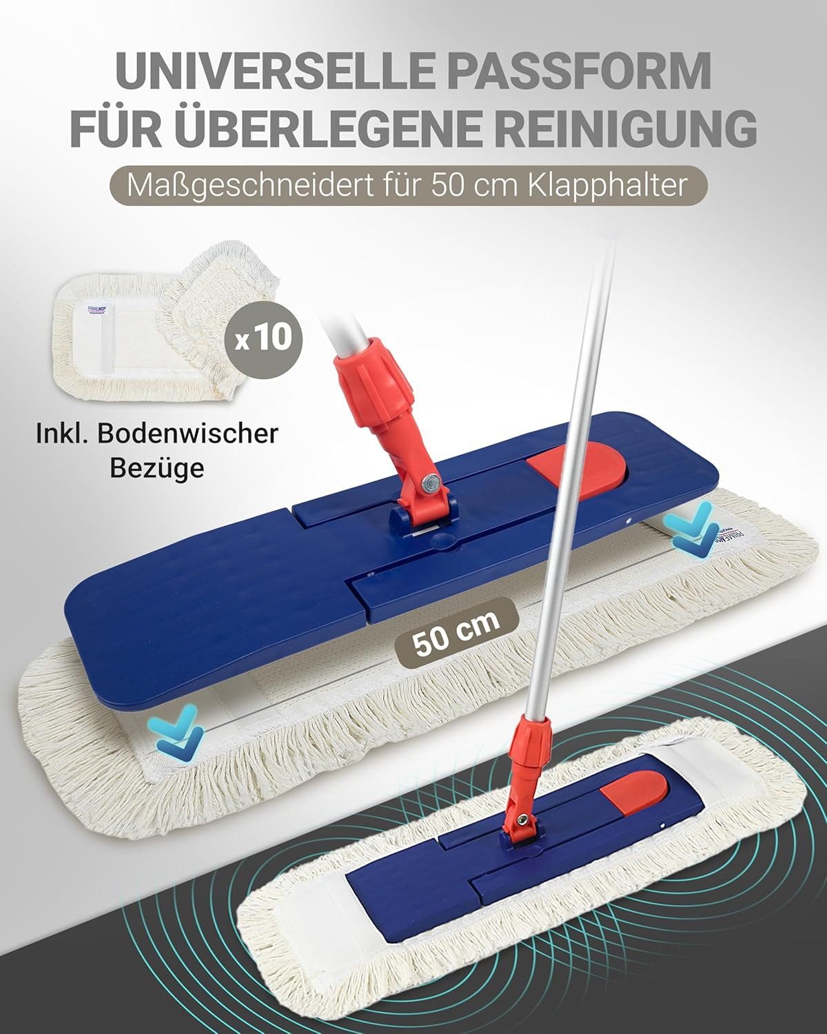 Prieser Wischmopp 10x Profi Baumwolle Bodenwischer 50cm mit Außenfransen - Wischmopp