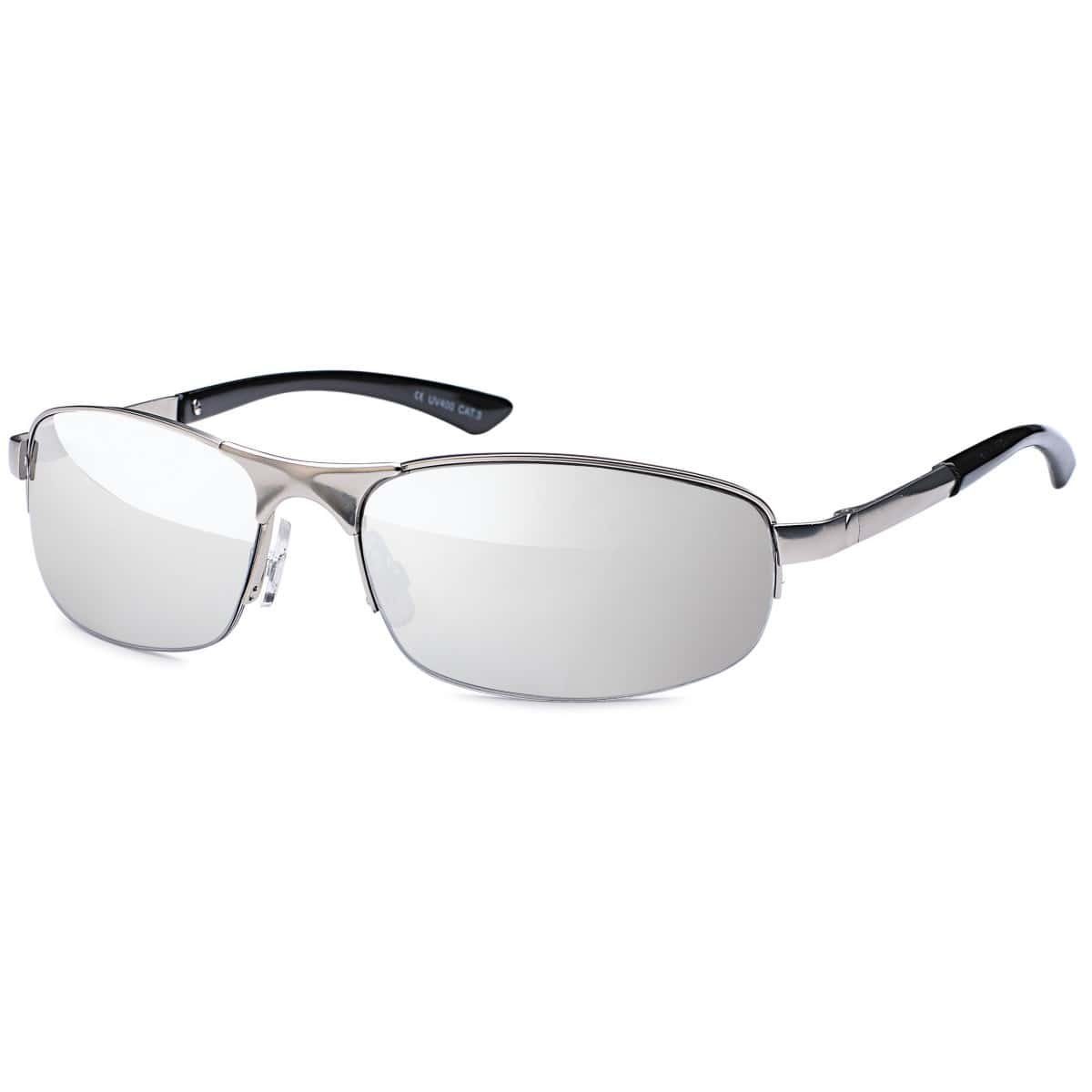 mit (1-St) Pilotenbrille Sportliche Linsen Rocker Herren schwarzen BEZLIT Sonnenbrille Silber/Verspiegelt Eyewear