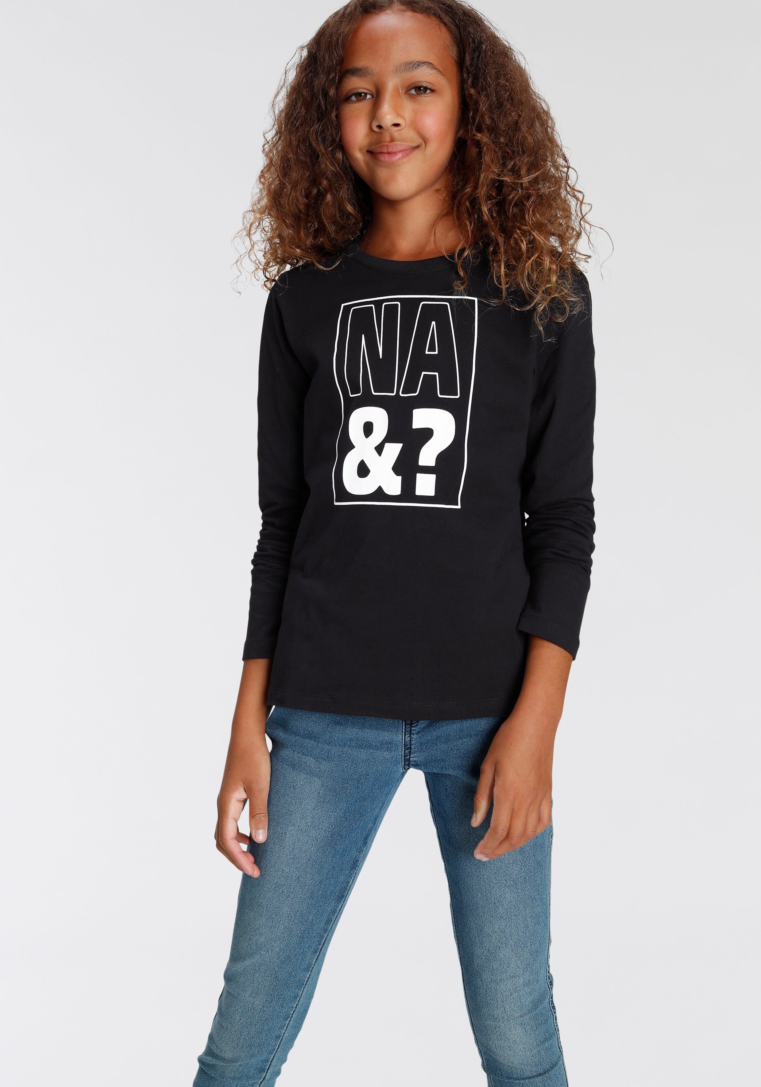 KIDSWORLD Langarmshirt NA&? langärmlig, Basic-Passform, mit Statement-Druck