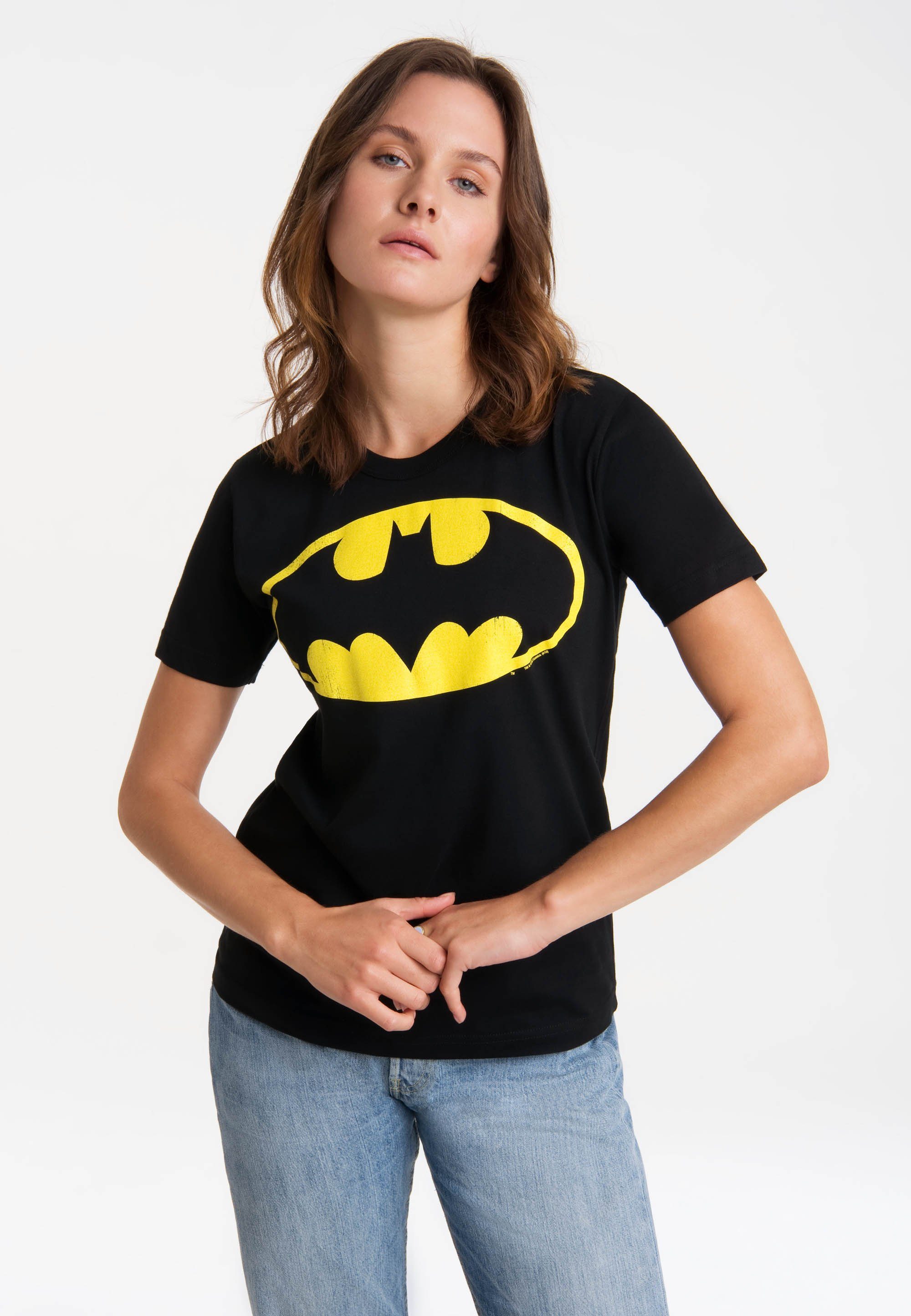 LOGOSHIRT T-Shirt - Logo lizenziertem Comics mit Print DC Batman