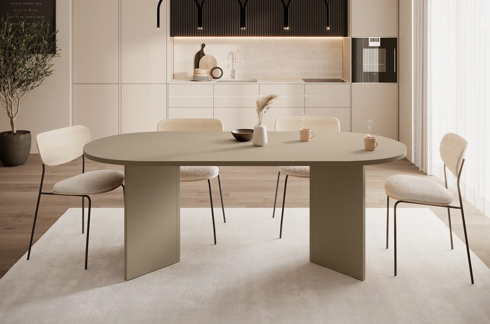 Selsey Esstisch OVO, oval, V-förmige Beine, feste Tischplatte, 204x90x75 cm günstig online kaufen