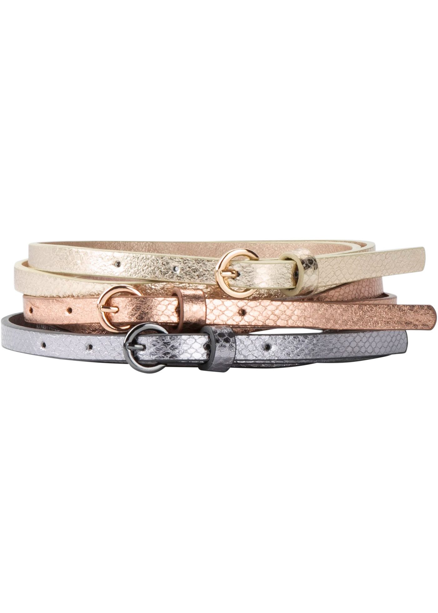 bonprix Hüftgürtel (Packung, 3-St) aus Polyurethan, in Metallic-Optik, femininer Stil