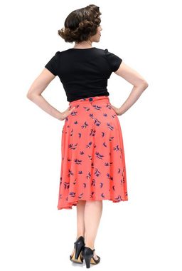 Steady Clothing A-Linien-Rock Birdie Thrills Coral Retro Vintage Swing Skirt