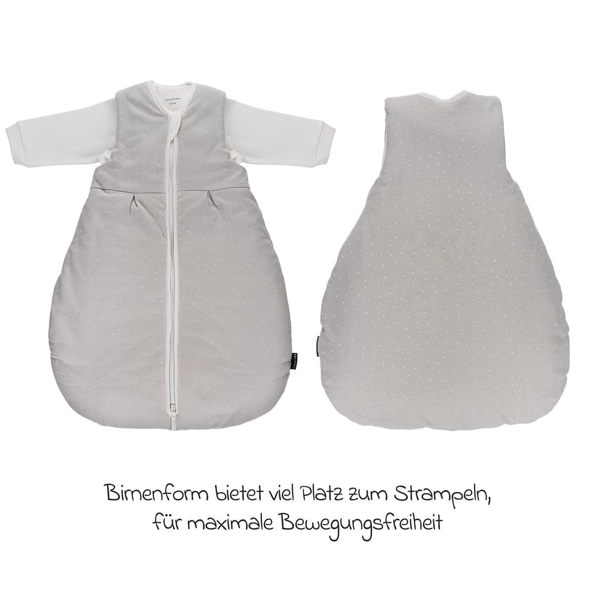 LaLoona Schlafsack Dots - Light Taupe, Ganzjahres Baby Schlafsack Set 2-tlg. Gr. Gr. 62/68 cm - Baumwolle
