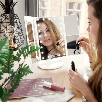 Navaris Kosmetikspiegel Kosmetikspiegel faltbarer Standspiegel - beleuchtet (1-St)