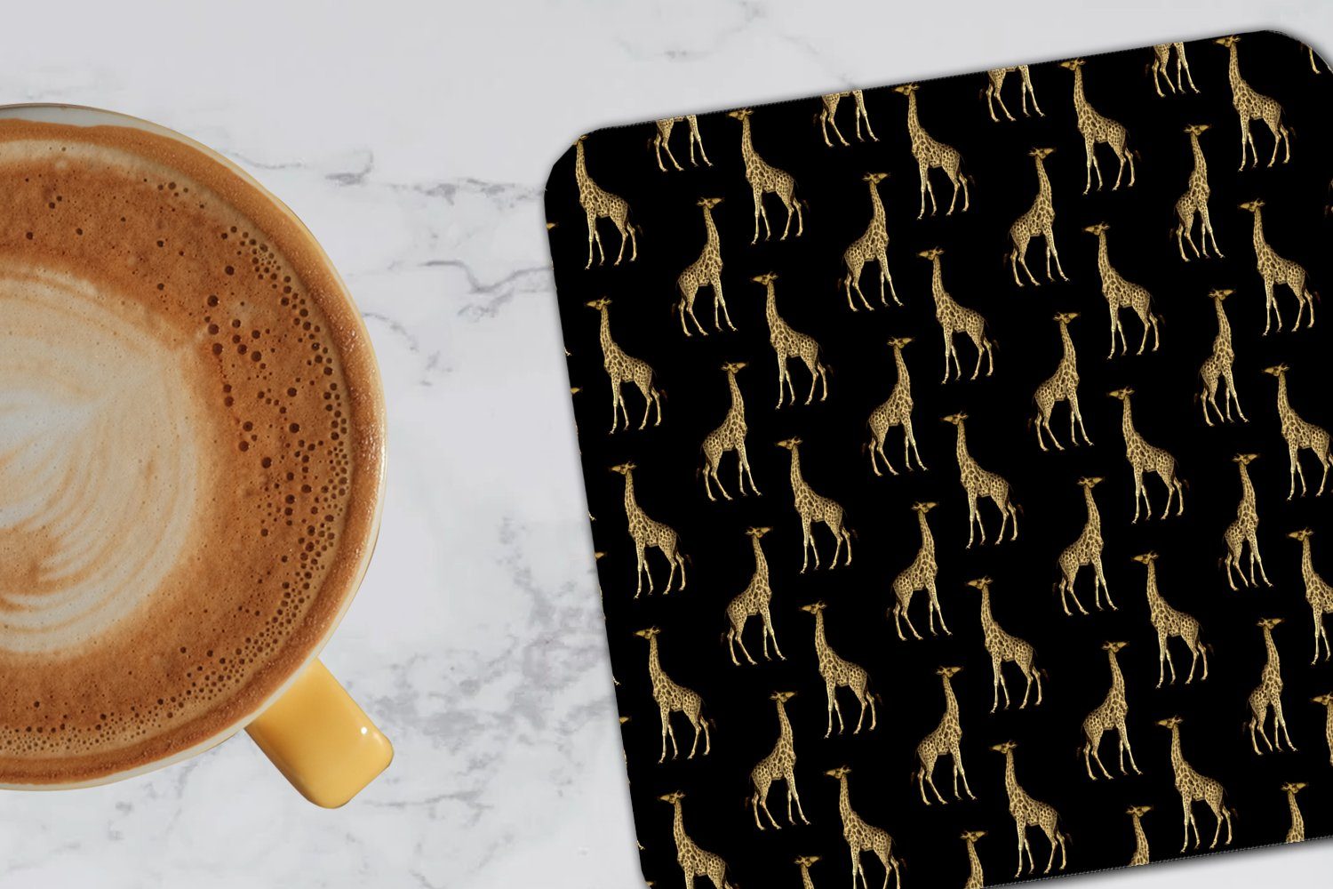 für Glasuntersetzer, MuchoWow Muster Gläser, Untersetzer, Zubehör Korkuntersetzer, Gold Tiere Tasse Giraffe, 6-tlg., - - - Glasuntersetzer Tischuntersetzer,