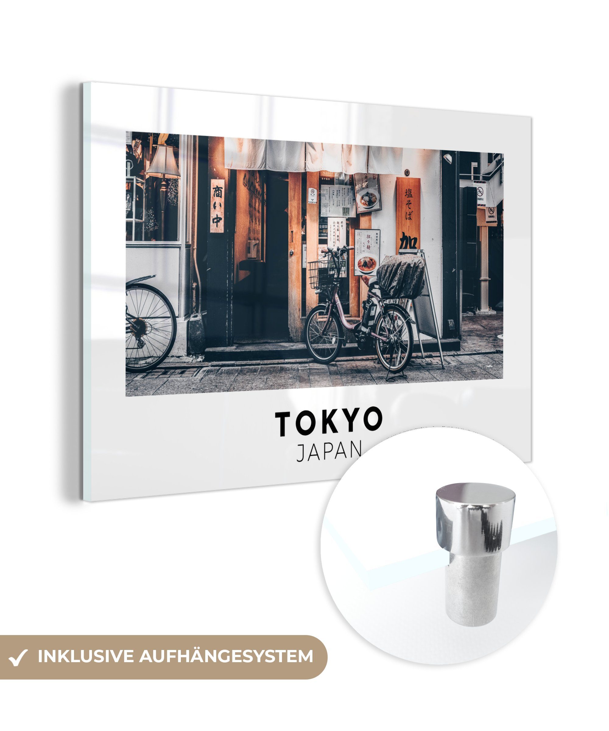 MuchoWow Acrylglasbild Tokio - Japan - Fahrrad, (1 St), Glasbilder - Bilder auf Glas Wandbild - Foto auf Glas - Wanddekoration