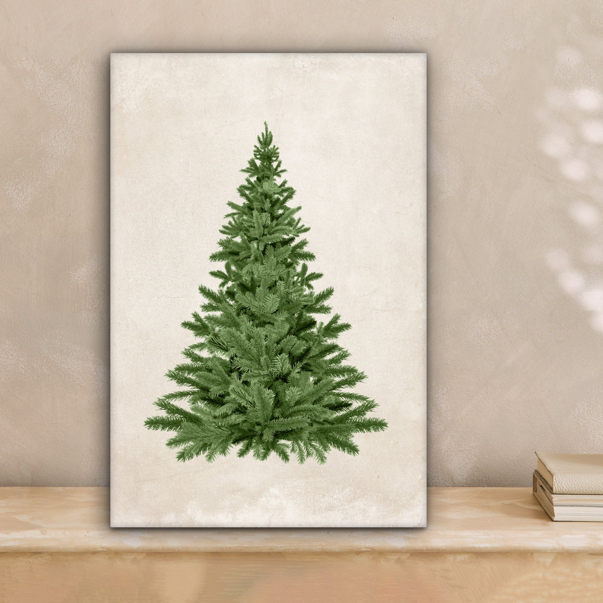 OneMillionCanvasses® Leinwandbild Weihnachtsbaum - Grün cm Gemälde, Zackenaufhänger, Weihnachten bespannt 20x30 - Leinwandbild inkl. St), fertig - (1 Feiertage