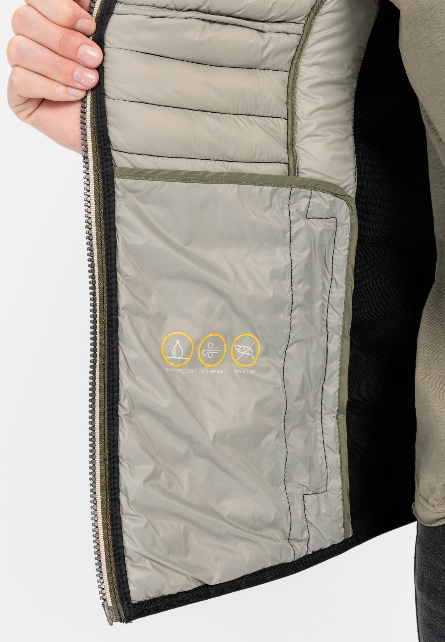 camel active Steppjacke aus recyceltem Polyamid Langarm Kapuze Markenlogo