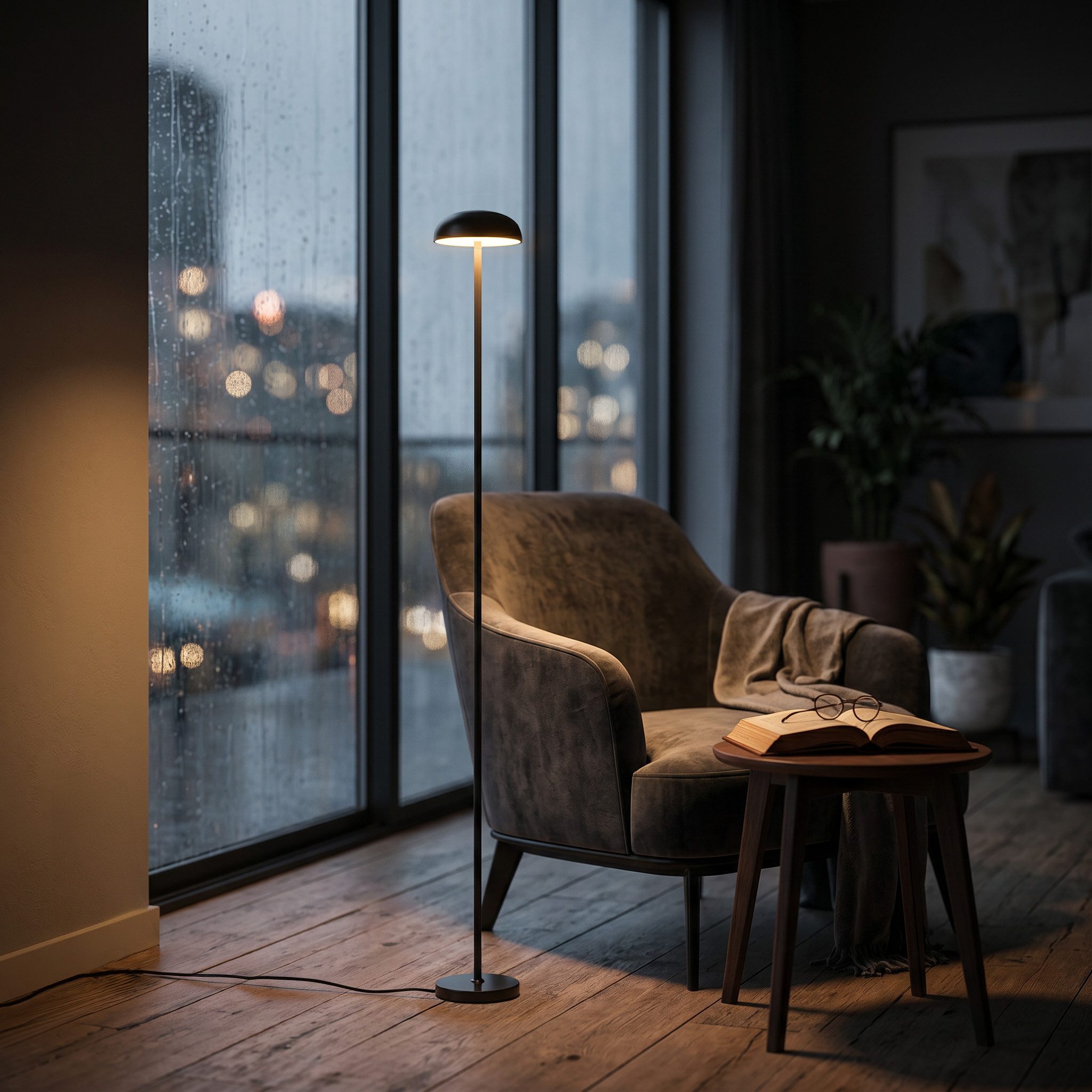 Elblight.de LED Stehlampe LED Design-Stehleuchte dimmbar mit Trittschalter