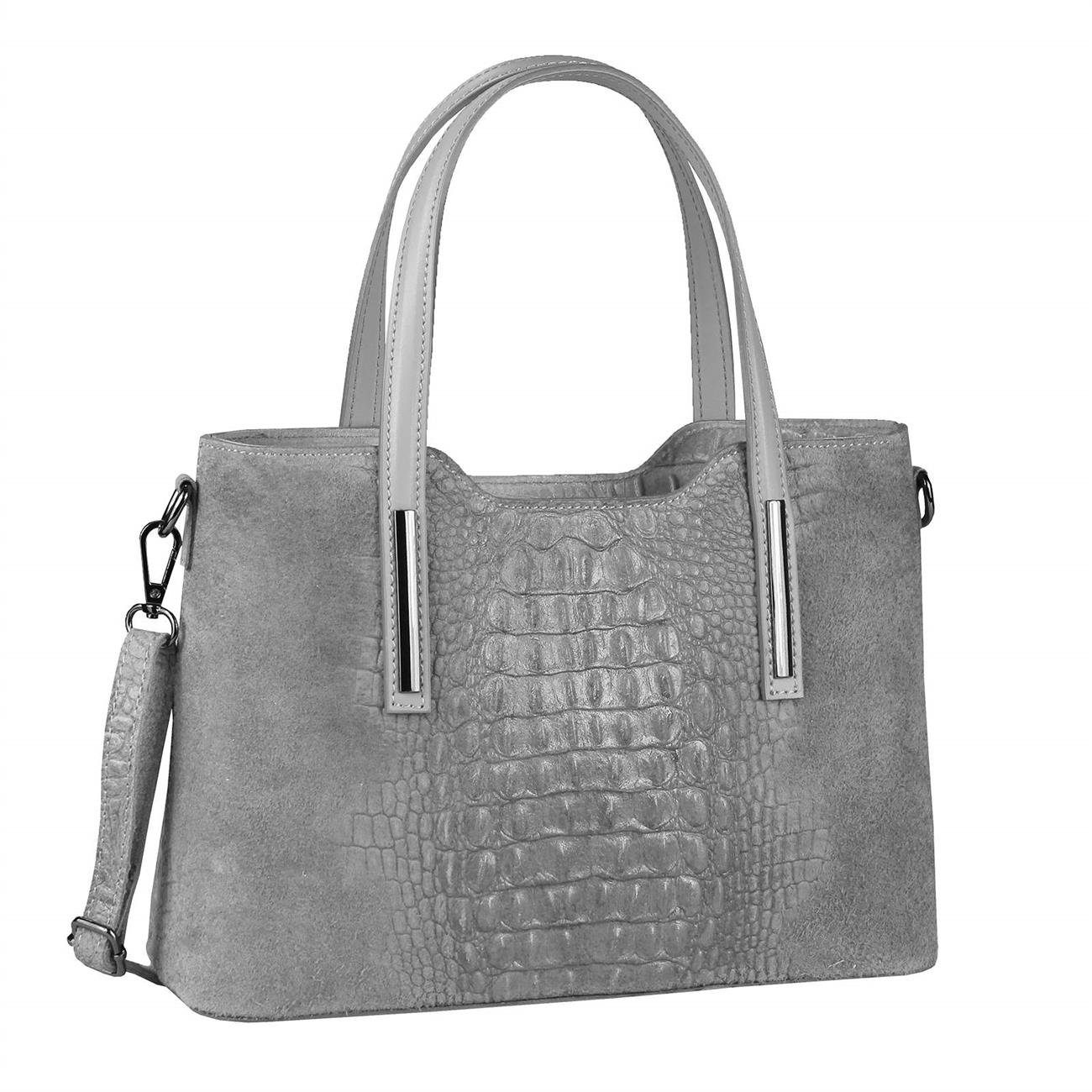 ITALYSHOP24 Schultertasche Made in Italy Damen Leder Handtasche, als CrossOver, Umhängetasche, Shopper tragbar