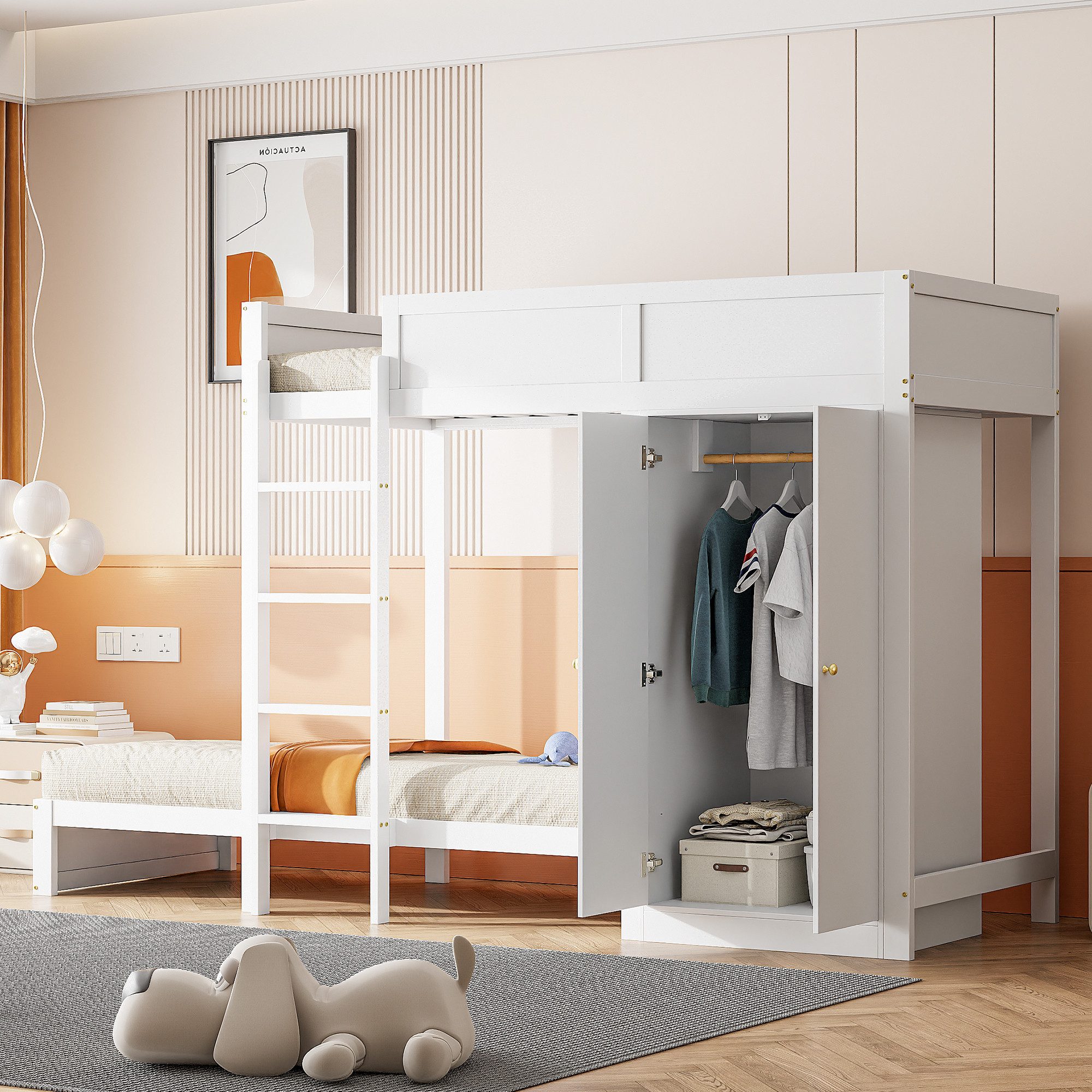 STILVORA Etagenbett 90×200 Jugendbett mit Matratze,Kinderbett mit Schrank & günstig online kaufen