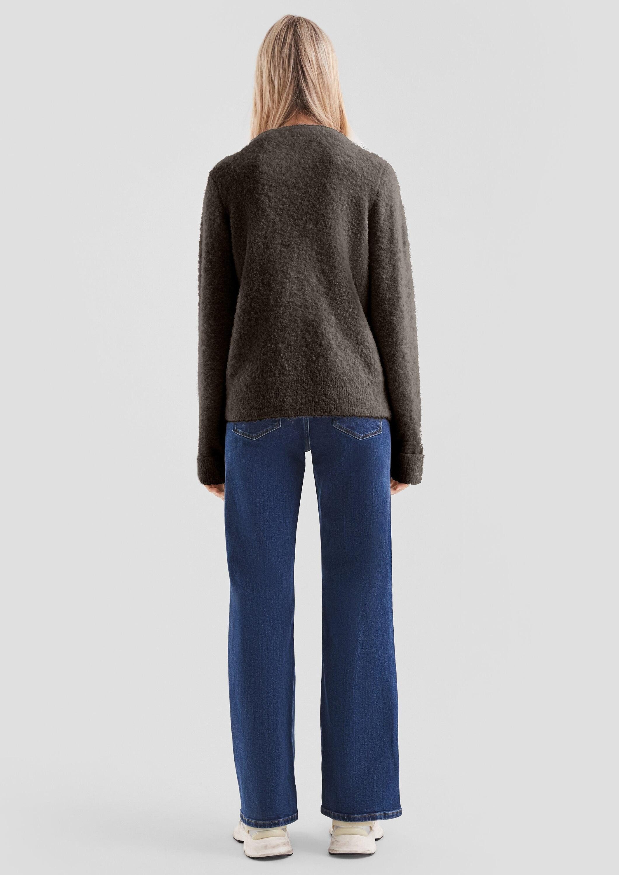 QS Longpullover Strickpullover Bouclé-Pullover
