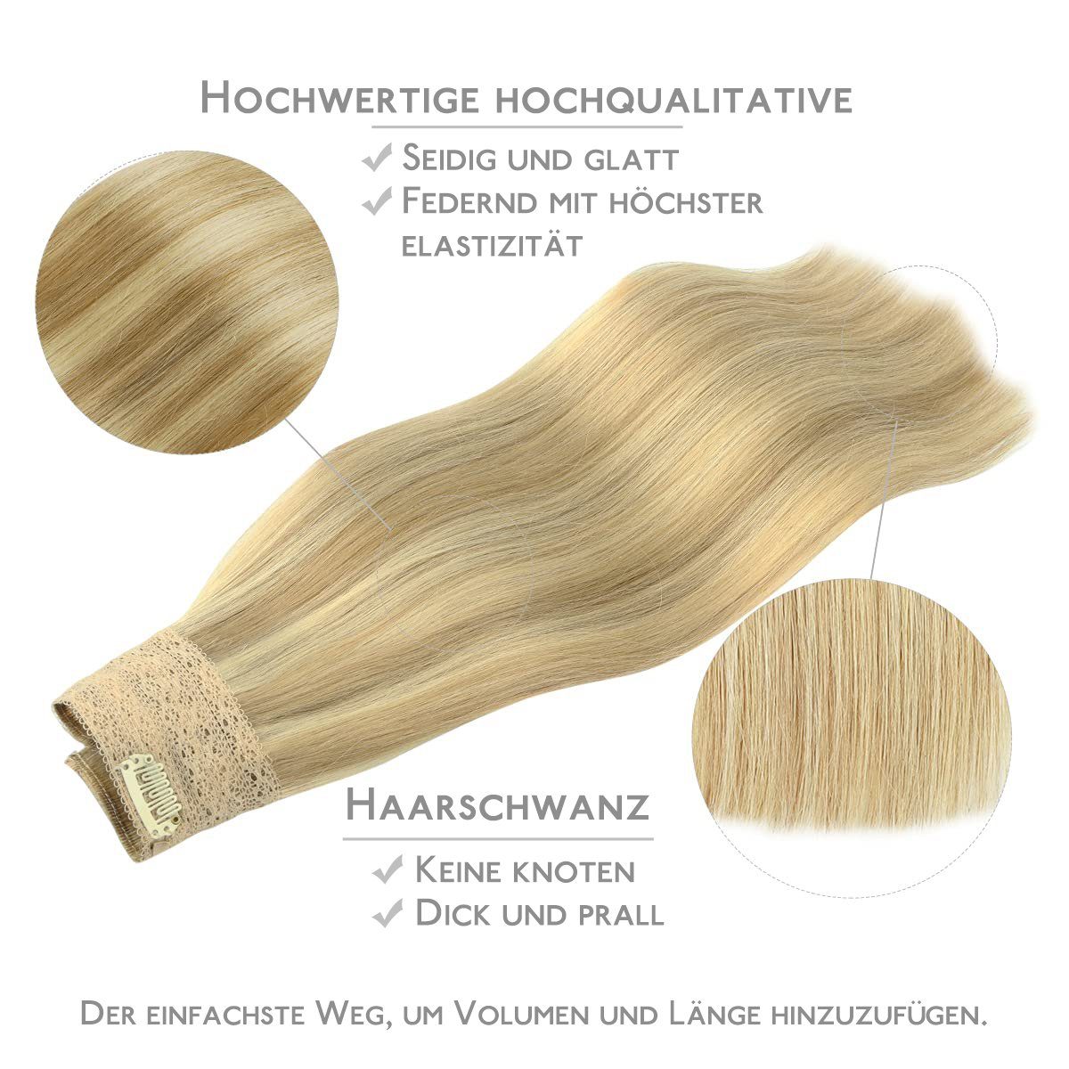 Echthaarverlängerungen, Echthaar-Extension Halo-Haare,hellblond, hervorgehoben goldblond Wennalife