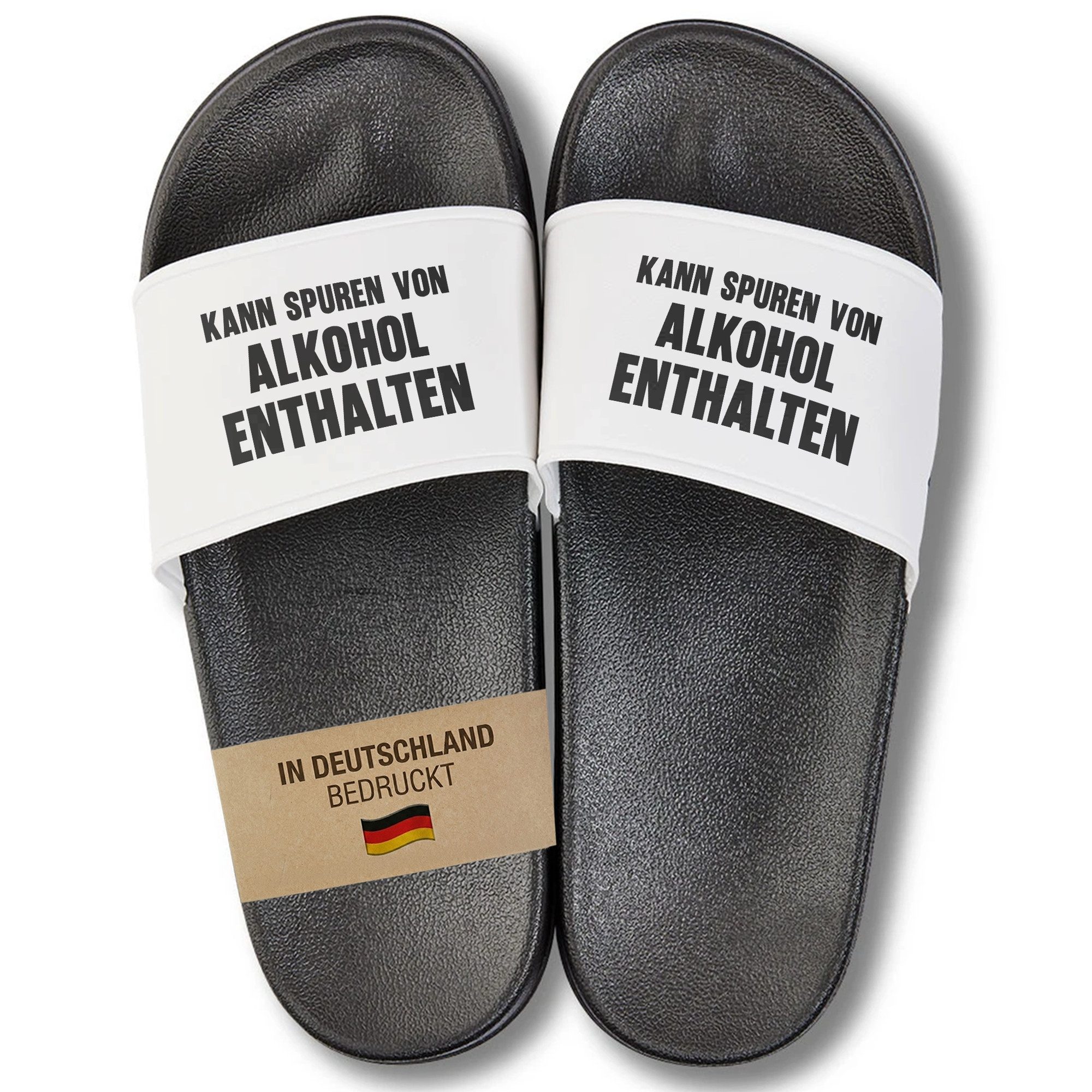 22Feels Geschenk Männer Malle Party JGA Badelatschen mit Alkohol Spruch Badepantolette IN DEUTSCHLAND BEDRUCKT