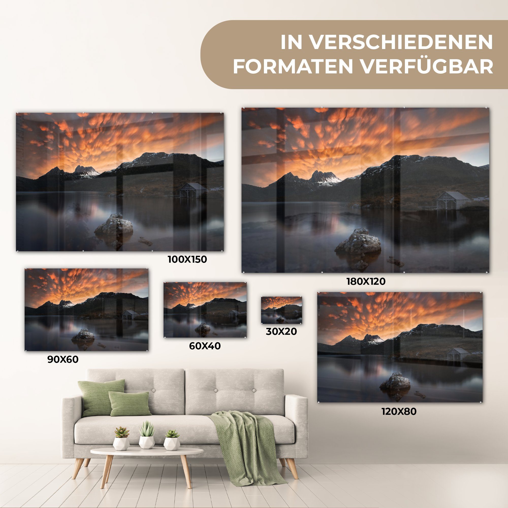 MuchoWow Acrylglasbild Berg - Wasser, Sonne (1 St), Acrylglasbilder Schlafzimmer Wohnzimmer & 