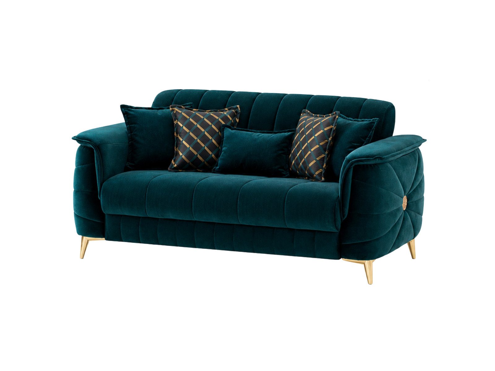 Villa Möbel Sofa Osorno, 1 Einzelsofa 1 Teile, Grün 2er Sofa Schlaffunktion durch aufklappbare Sitzfläche