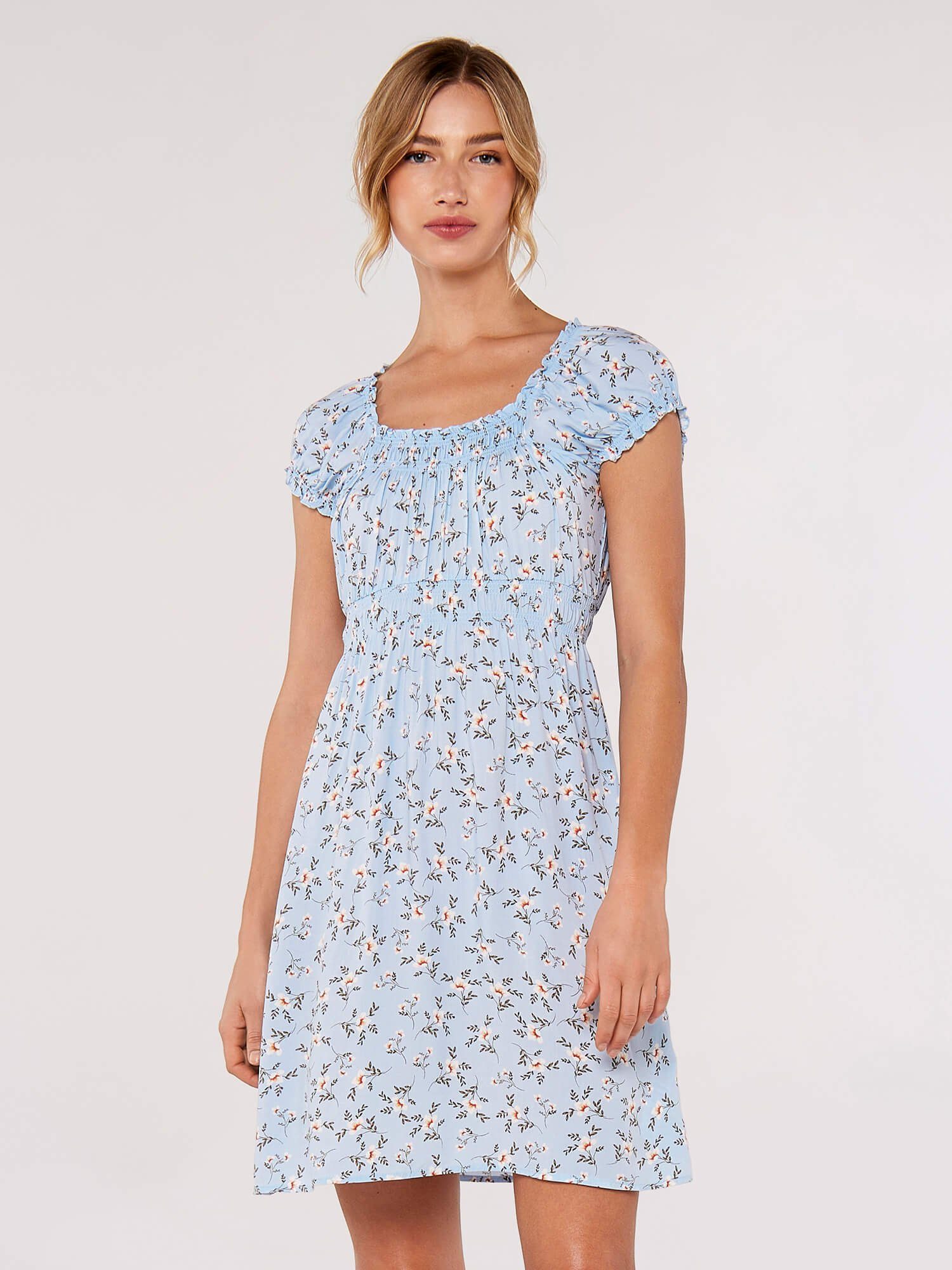 Apricot Minikleid Milkmaid Kleid Orchidee, mit günstig online kaufen