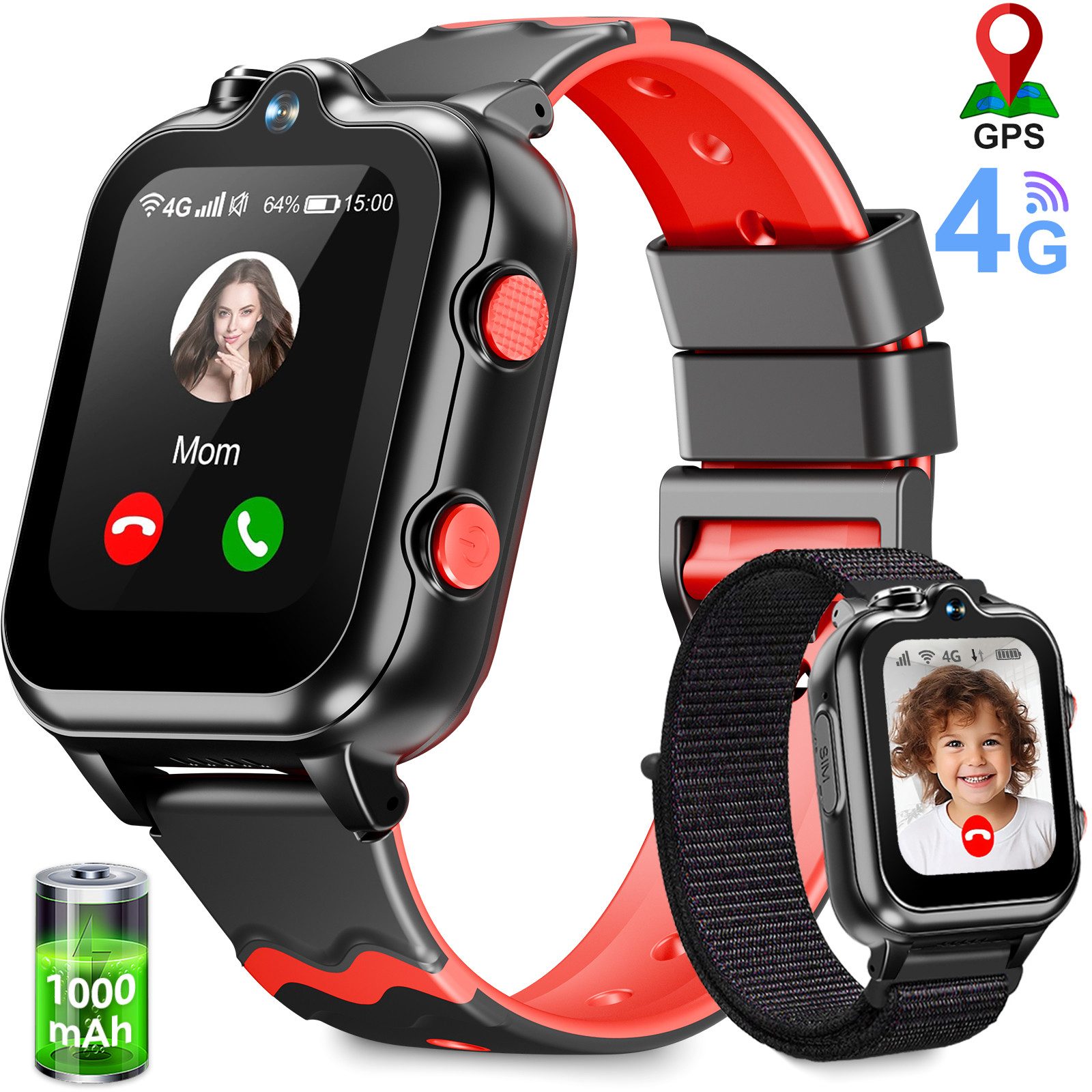 Ralio 2025 Neue Smartwatch Kinder mit GPS, 2 Kameras, 4G Telefonfunktionen Smartwatch (GPS Tracker mit SOS-Schulmodell,Schulmodus,Videoanrufen Kinderuhr cm/1,69 Zoll), Geeignet für Jungen und Mädchen im Alter von 5-16 Jahren