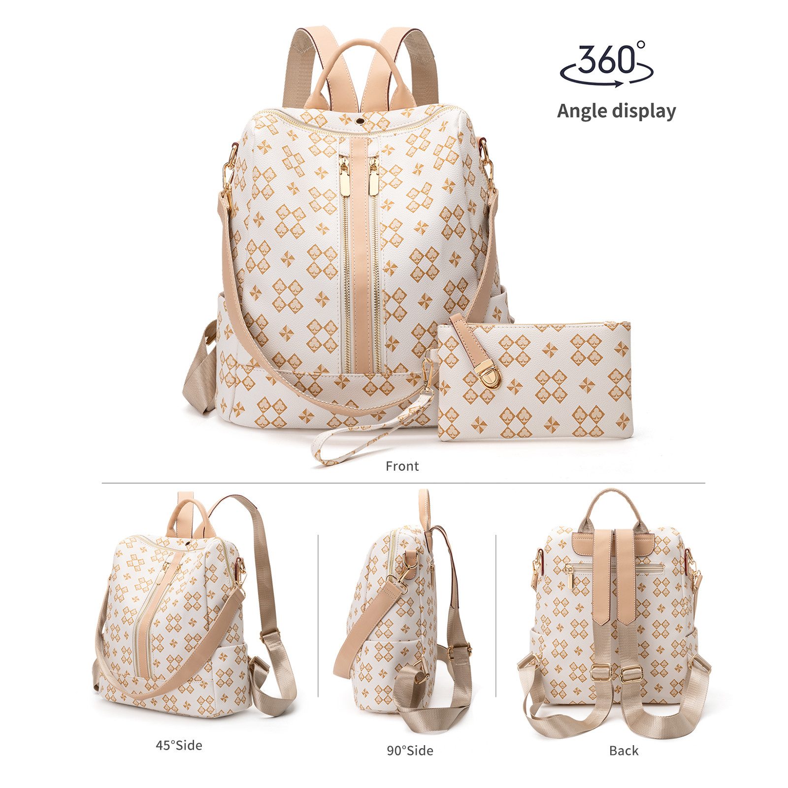 Toomoke Rucksack Damen Rucksack, Kleine 2 in 1 Rucksackhandtasche (Wasserdichte Leder Schultaschen, Geldbörse Umhängetasche Handtasche Rucksack), Geschenk,Anti-Diebstahl Tagesrucksack Schultertaschen