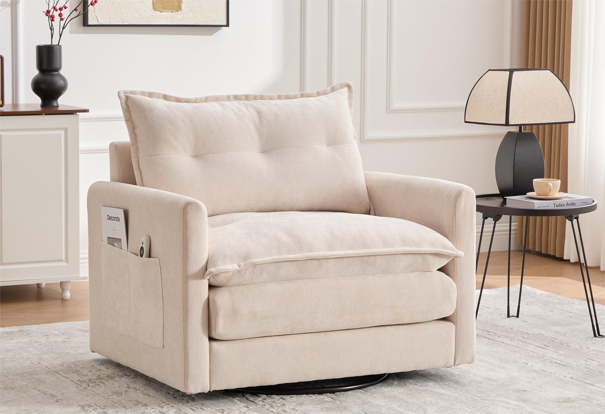 LVHOM Drehsessel Dreh-Loungesessel 360°, XXL Sitzbreite, Seitentasche, 150k günstig online kaufen